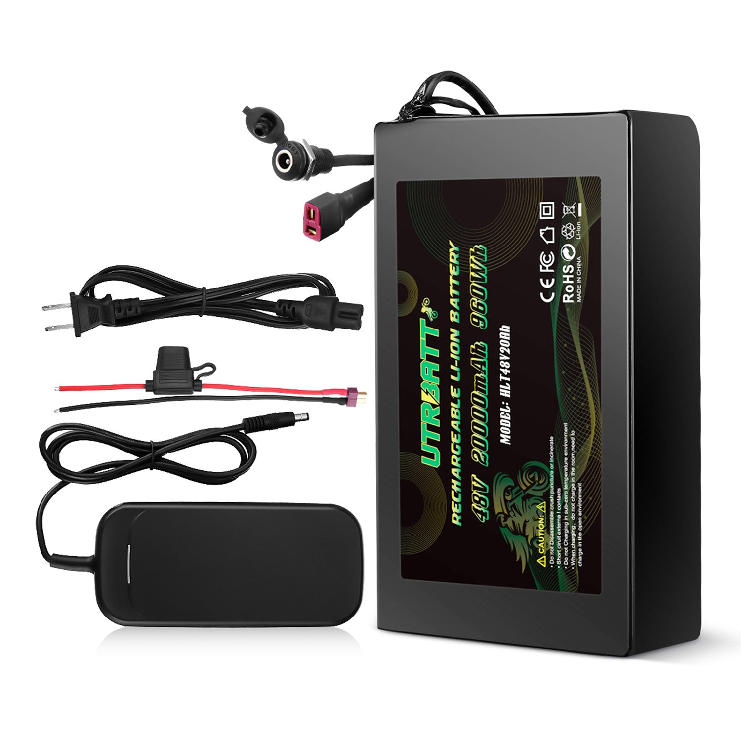 48V 13Ah/20Ah Lithium Ion Electric Bike Battery with 2A Fast Charger - Perfect for E-Bike Commuting, Mountain Biking & Long Distance Rides