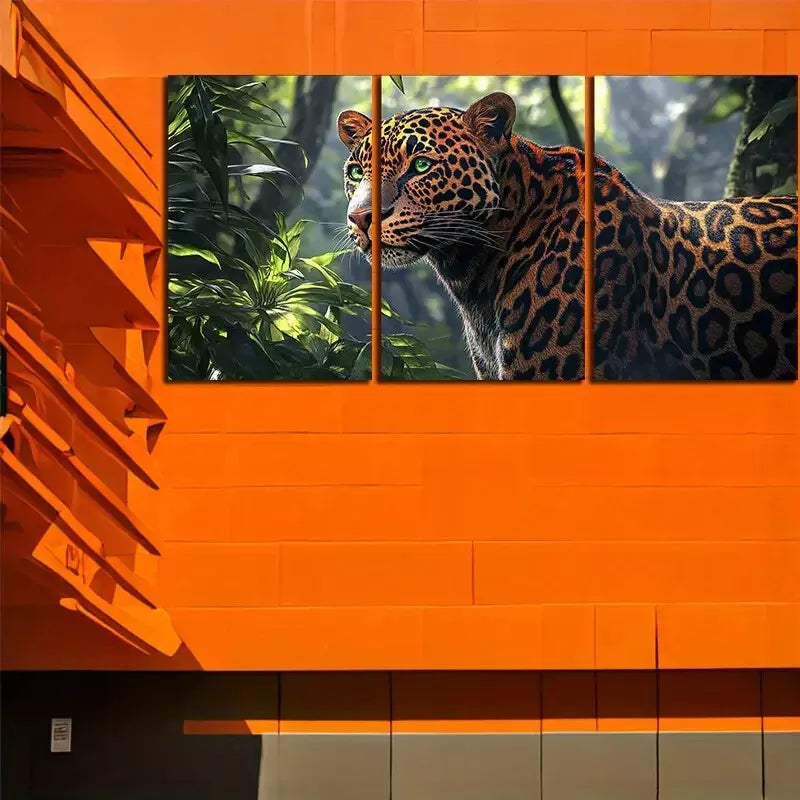 3pc Leopard in Jungle Morning Wall Art Set - 50x70cm Framed Canvas Prints | High Quality Australian Made | Ready to Hang | Perfect for Living Room, Bedroom & Office Decor