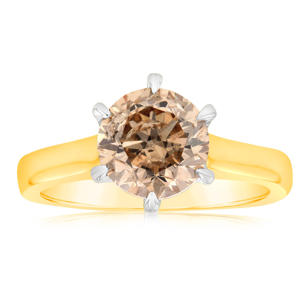 18K Yellow Gold Solitaire Ring with 3 Carat Diamond - Elegant Engagement & Wedding Ring for Women | Perfect Proposal Gift & Anniversary Jewelry