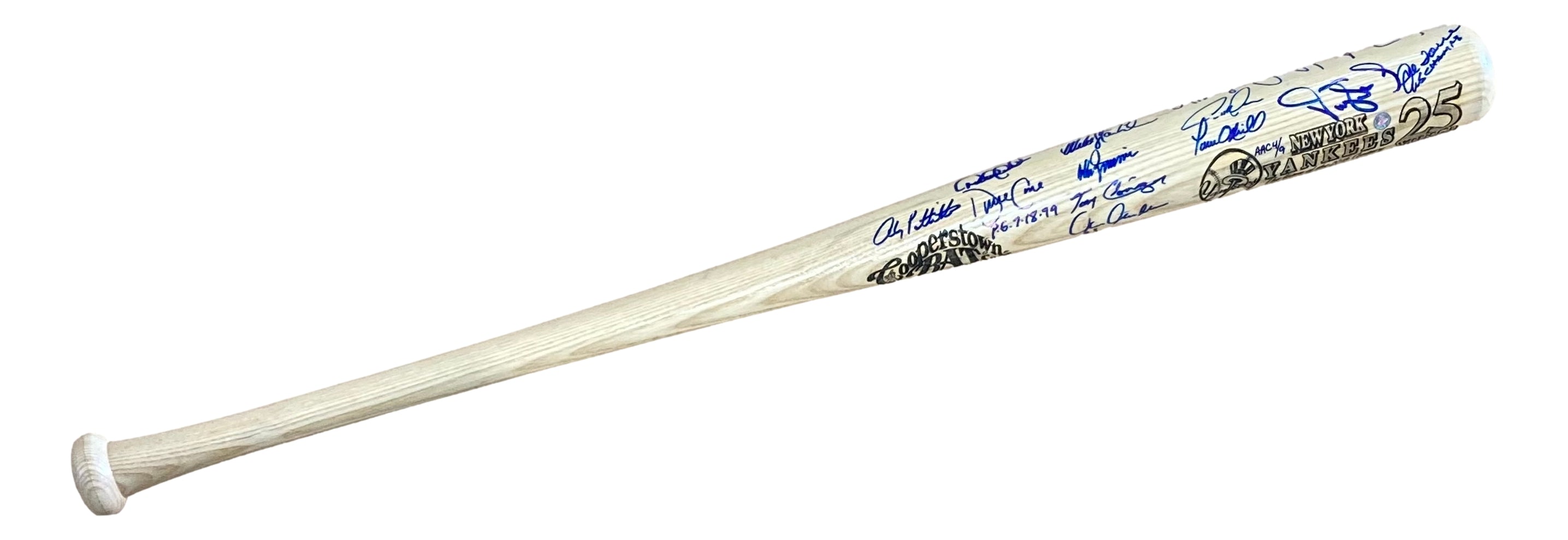 1999 New York Yankees Autographed Cooperstown Bat - Derek Jeter, Mariano Rivera & More - BAS AC22625 - Perfect for Baseball Collectors & Yankees Fans Display