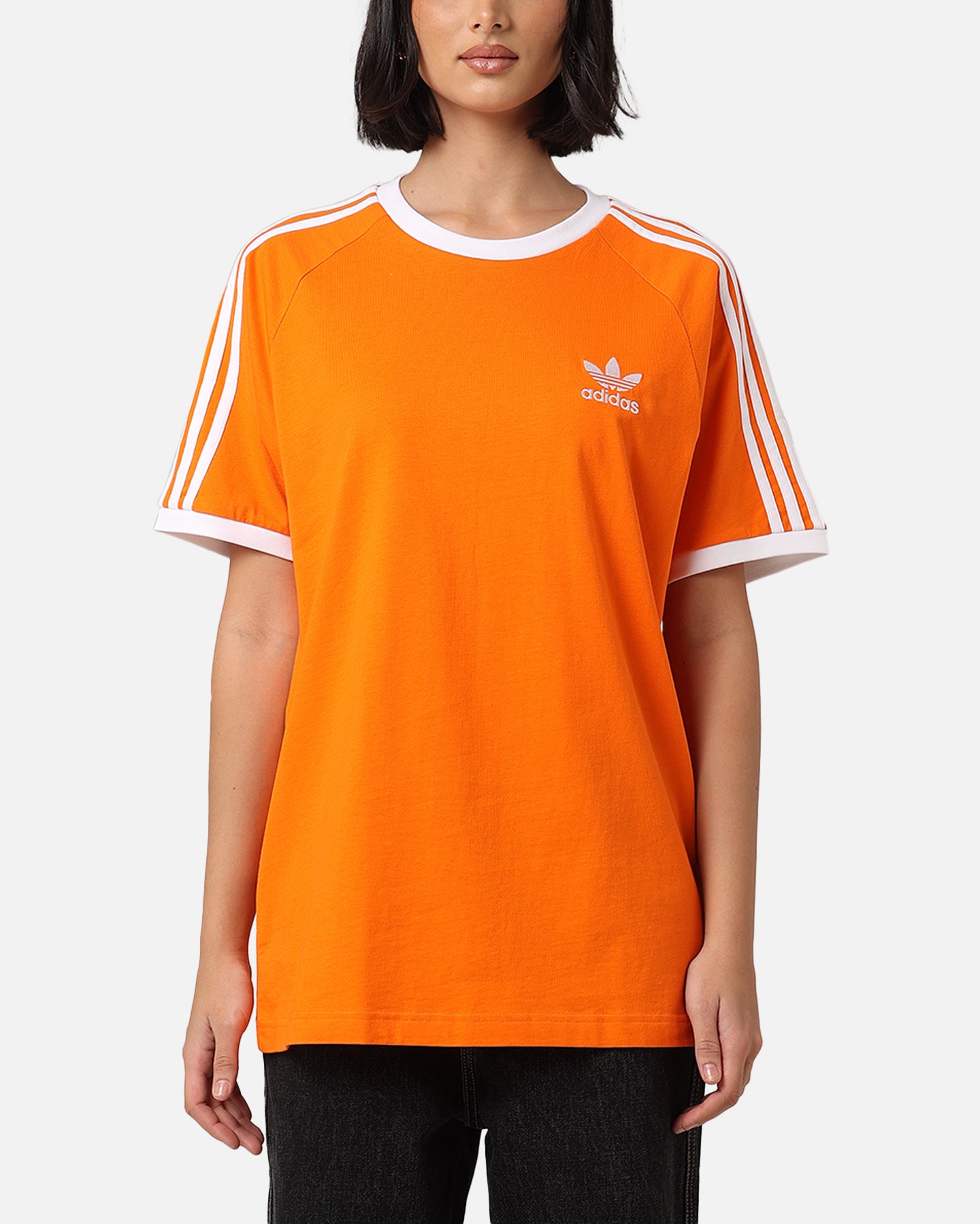 Adidas 3 Stripes T-Shirt for Men - Orange Cotton Casual Tee - Perfect for Gym, Running & Everyday Wear