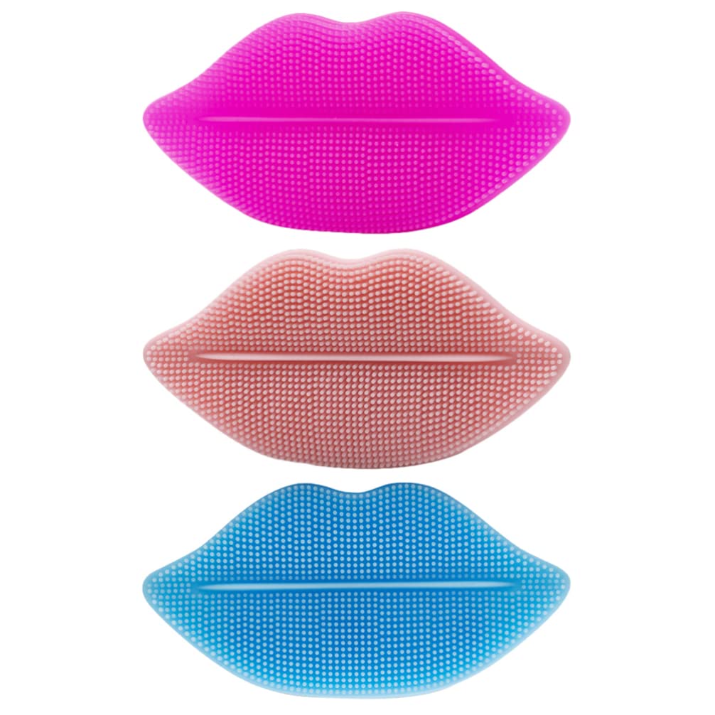 FRCOLOR 3-Piece Silicone Lip Scrub Brush Set - Exfoliating Lip Brush Tool for Soft Smooth Lips - Perfect for Lip Care Routine, Makeup Removal & DIY Lip Scrubs