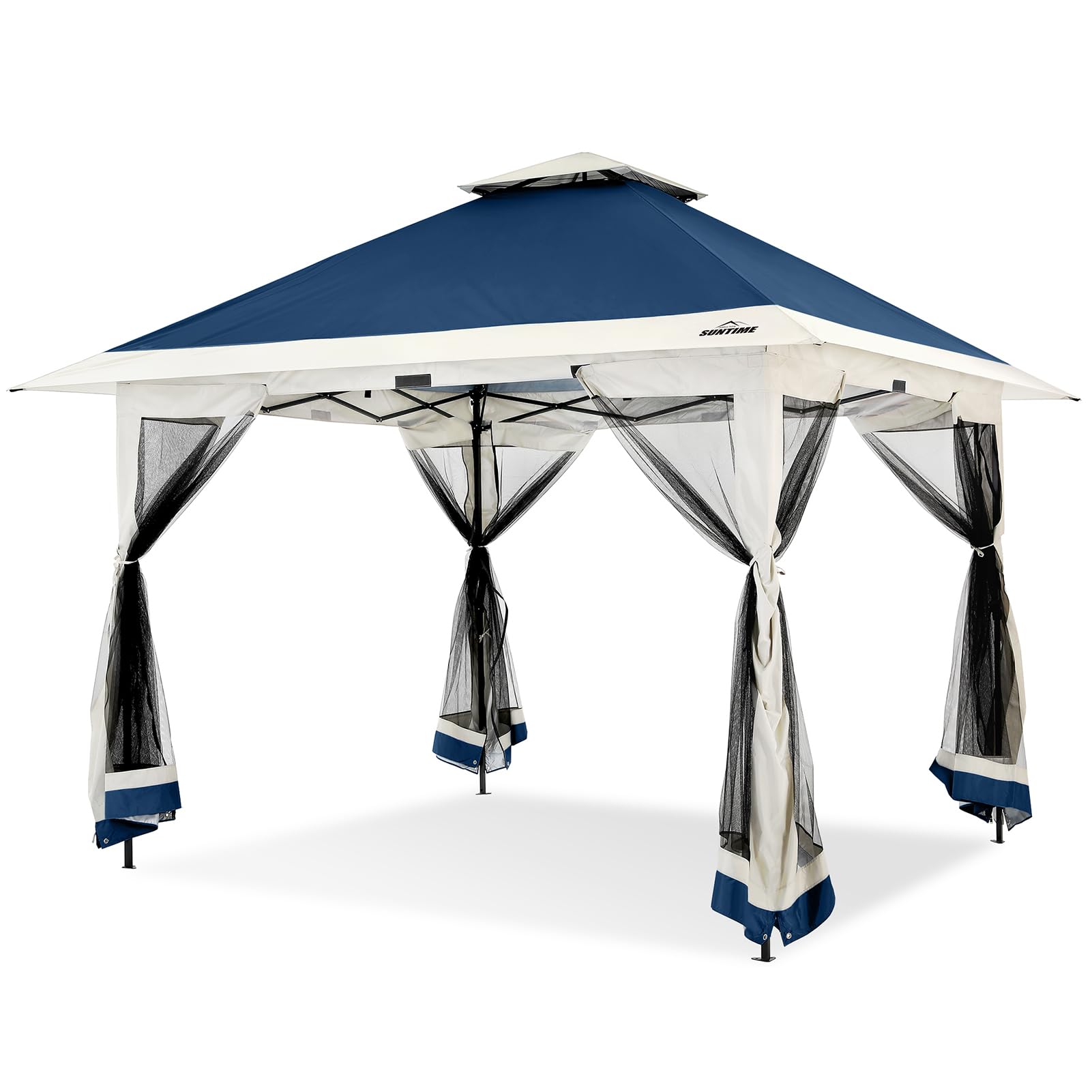 Instant Pop Up Patio Gazebo with Full Netting - Waterproof Outdoor Canopy for Backyard, Garden & Camping - Perfect for Family Parties, BBQ & Picnics (Blue)