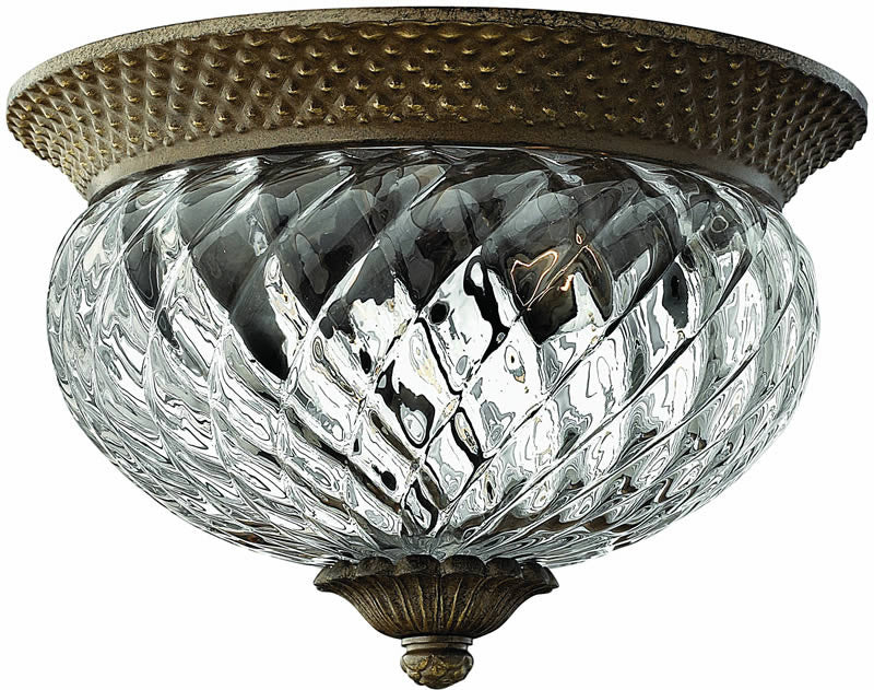 12W Plantation 2-Light Flush Mount Ceiling Light Fixture in Pearl Bronze - Perfect for Bedroom, Living Room, and Hallway Lighting