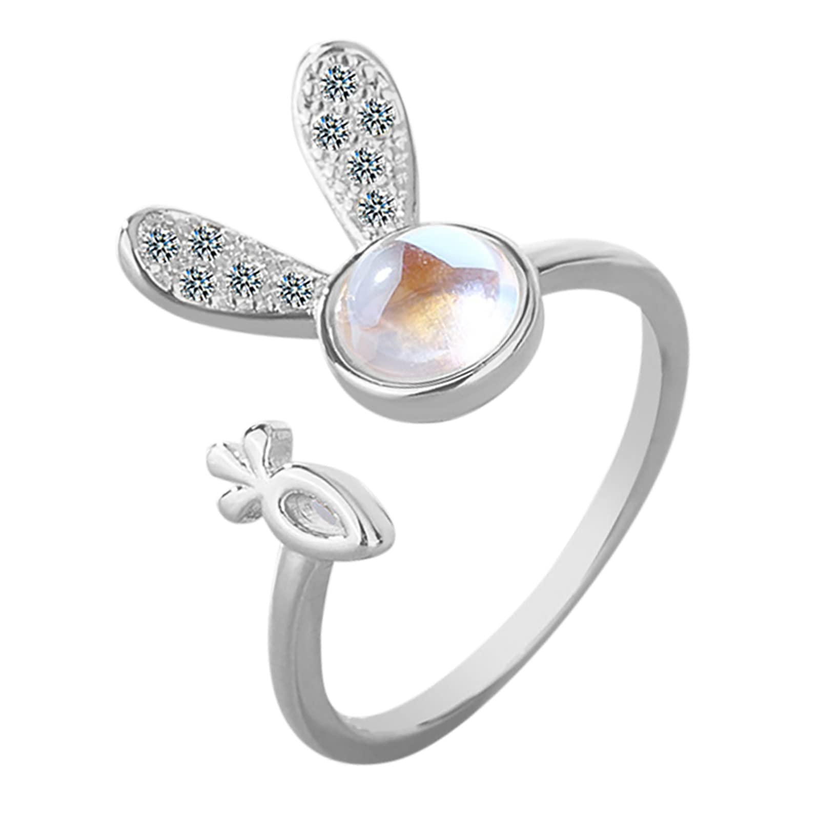 Gradient Glazed Stone Synthetic Rabbit Ring for Women - Elegant Jewelry for Everyday Wear, Parties & Gifts