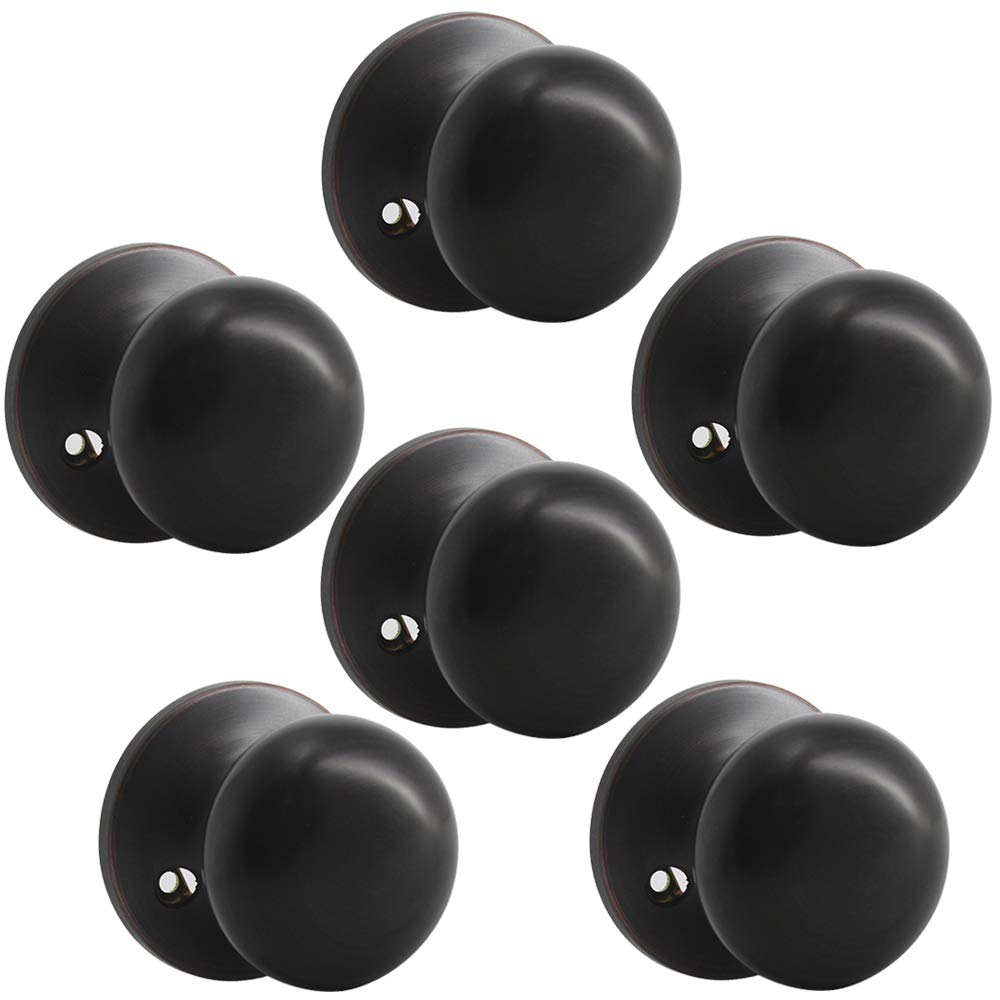 Oil Rubbed Bronze Half Dummy Door Knobs (6-Pack) - Easy Install for Left/Right Doors - Bedroom & Closet Use