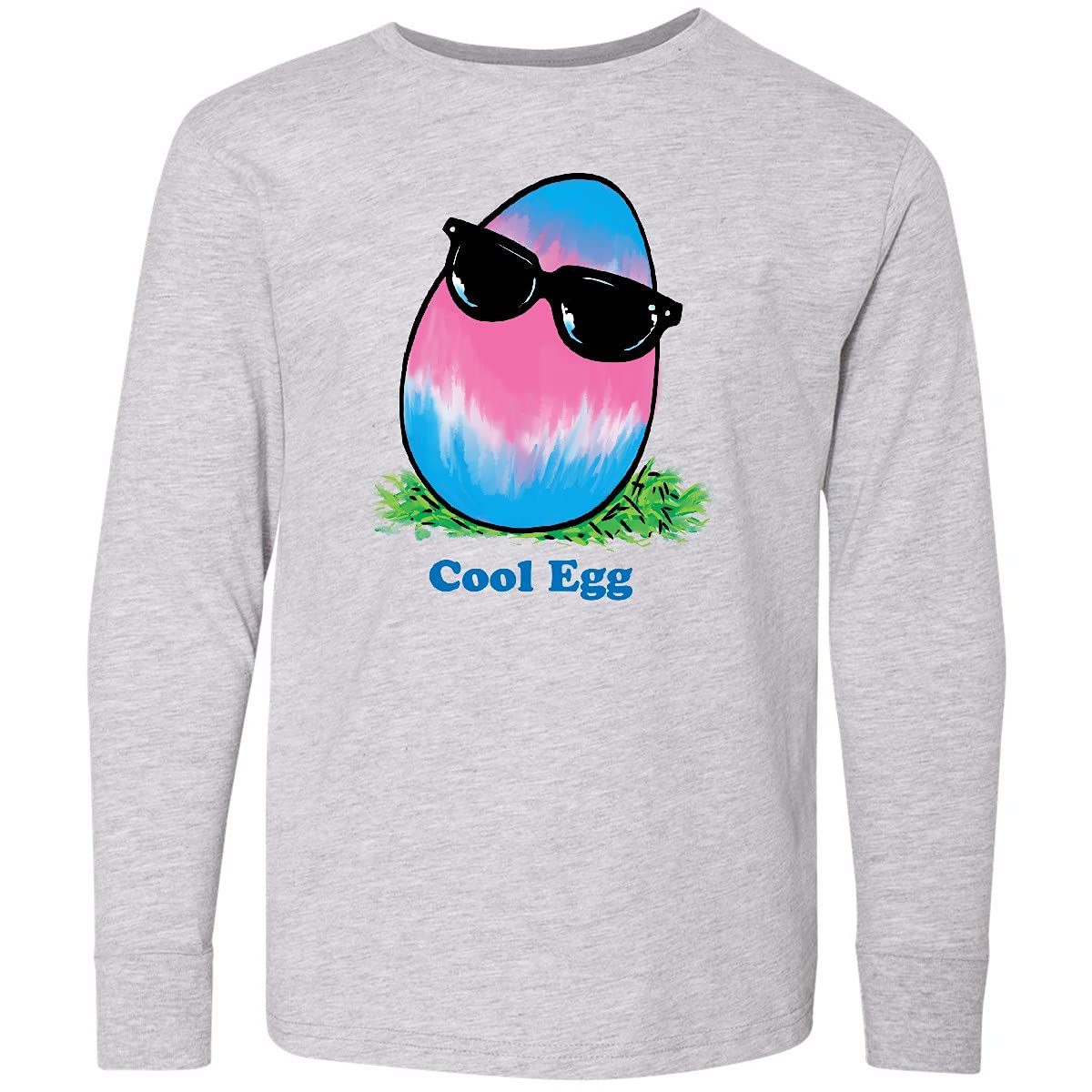 Inktastic Easter Pink and Blue Cool Egg Youth Long Sleeve T-Shirt - Fun Holiday Outfit for Easter Celebrations, Spring Parties & Family Gatherings