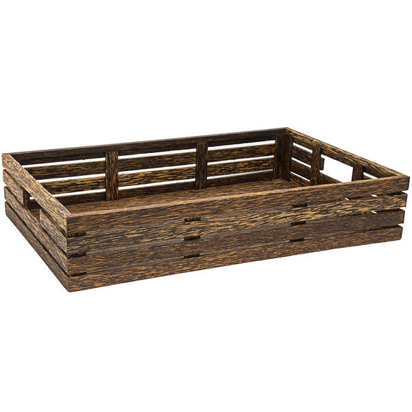 FOH Natural Palm Wood Basket Set of 2 - Handwoven Shallow Storage Baskets for Home Decor, Kitchen Organization & Bathroom Storage | Eco-Friendly Home Accessories
