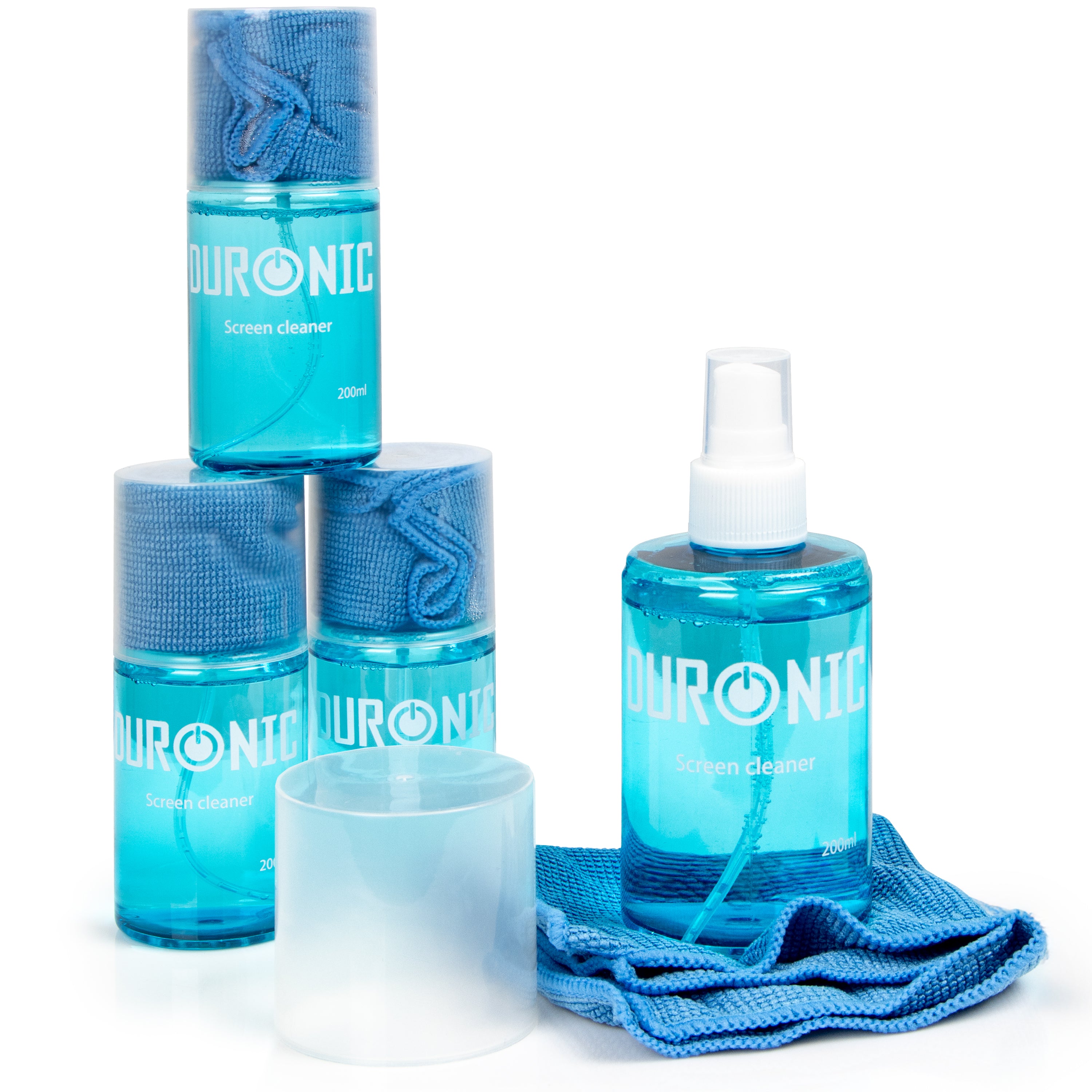 Duronic SCK104 Screen Cleaner Spray - 4 x 200ml LCD/LED Cleaning Solution for Laptop, TV, Monitor, Smartphone, Tablet & E-Reader | Streak-Free Formula for Crystal Clear Screens at Home & Office