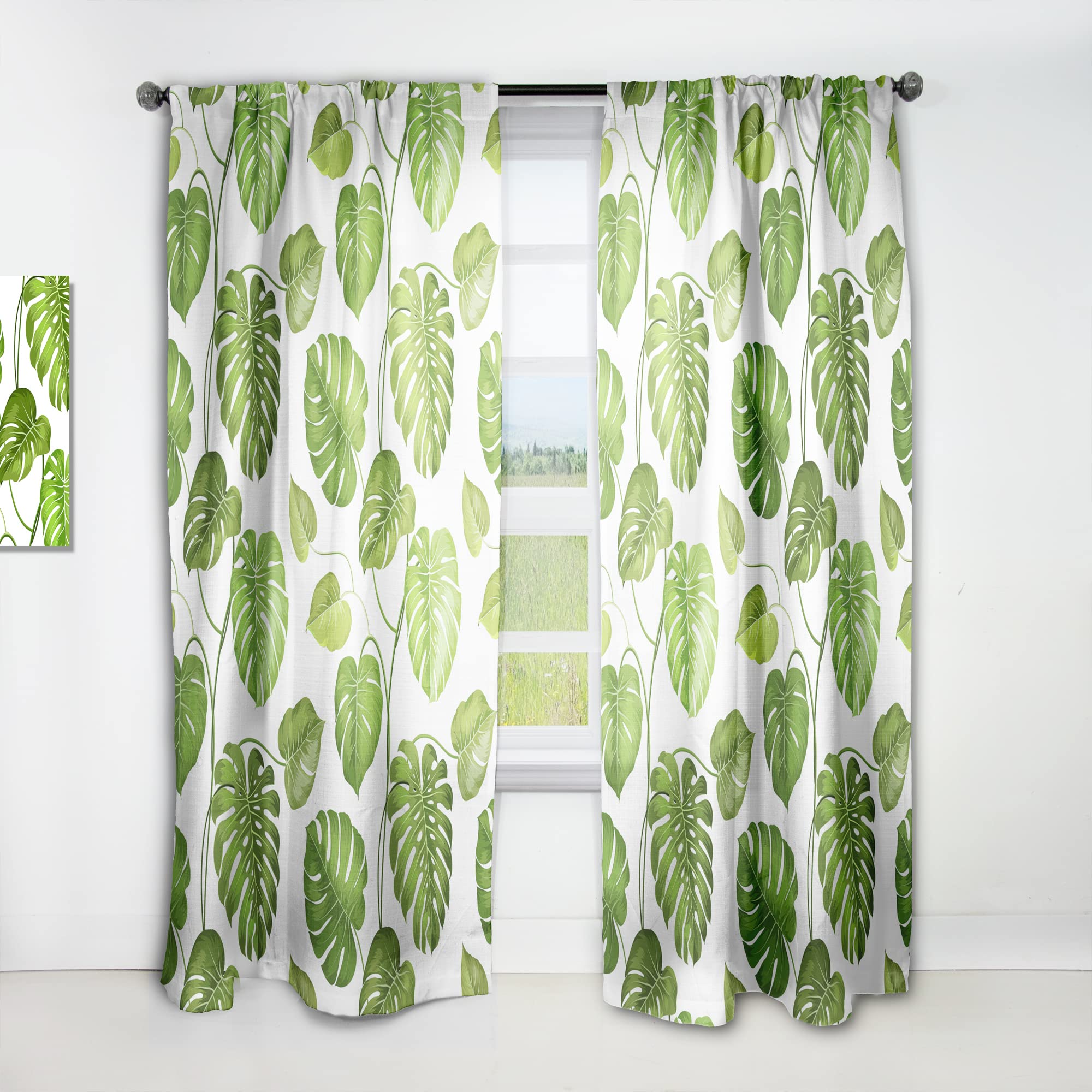 Tropical Palm Leaves II Blackout Curtains - Thermal Insulated Single Panel 52x90 Inches for Bedroom & Living Room - Perfect for Privacy, Sun Protection & Energy Saving