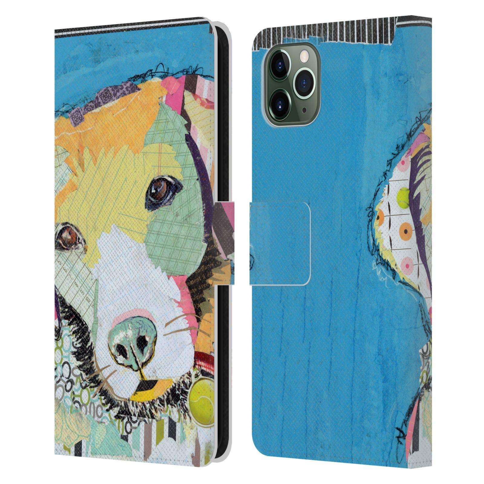 Head Case Designs Michel Keck Labrador Dogs 2 Leather Book Wallet Case for iPhone 11 Pro Max – Protective Cover with Card Slots for Everyday Use
