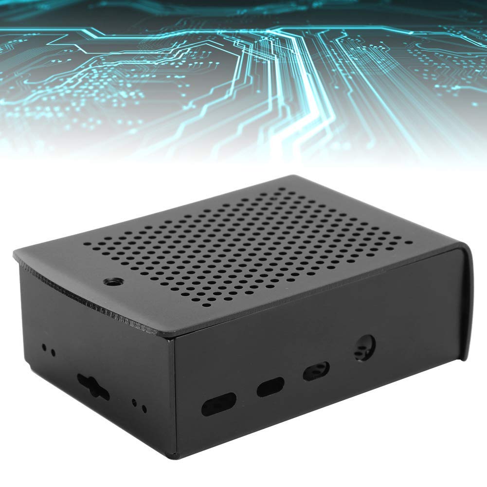 SOONHUA Aluminum Alloy Case with Cooling Fan for Raspberry Pi 4B - Protective Cover Enclosure (Black) | Perfect for DIY Projects, Gaming Consoles & Home Automation