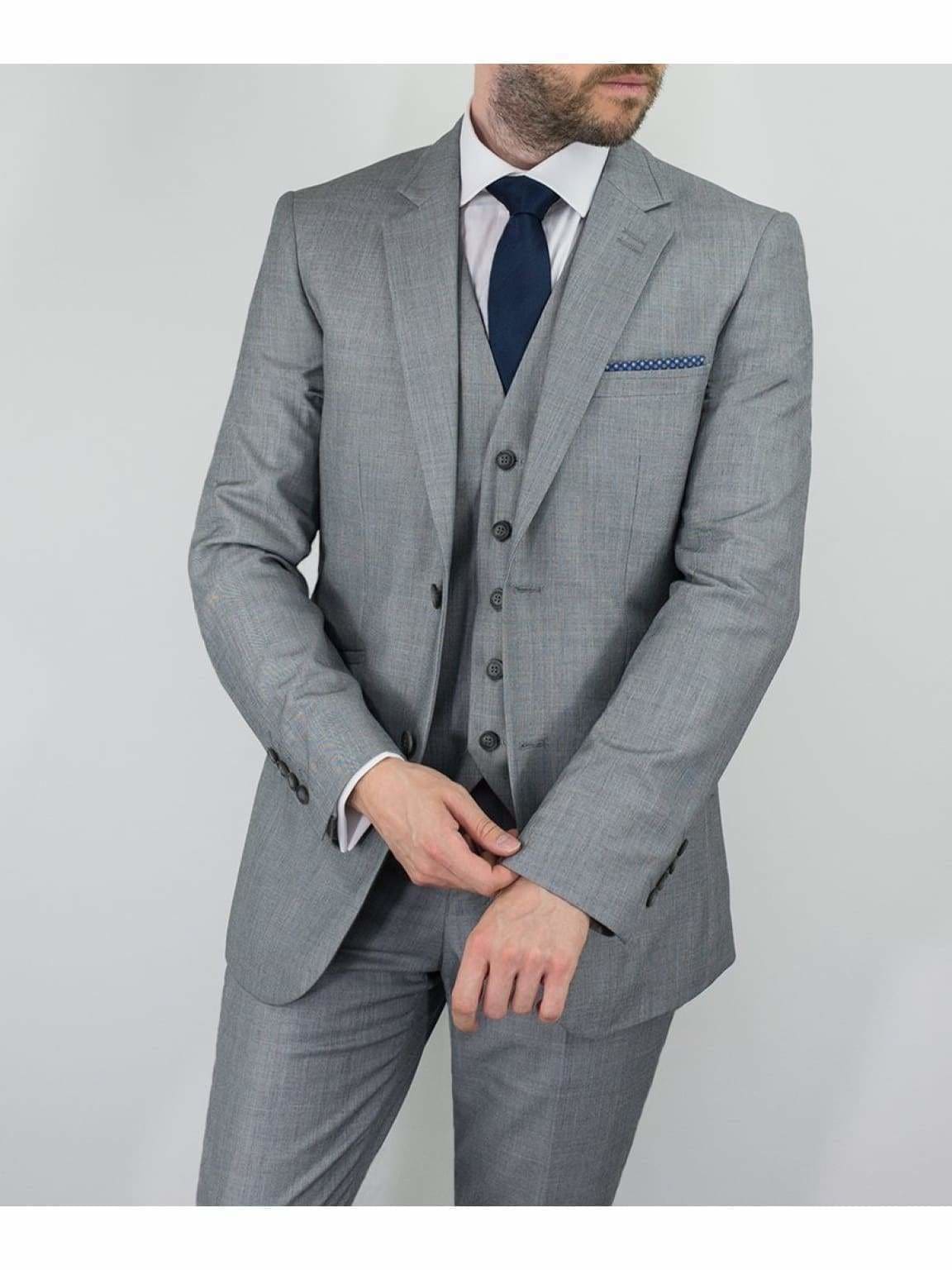 Cavani Reegan Slim Fit Grey Three Piece Suit for Men - Premium Business Formal Wear for Weddings, Interviews & Special Occasions