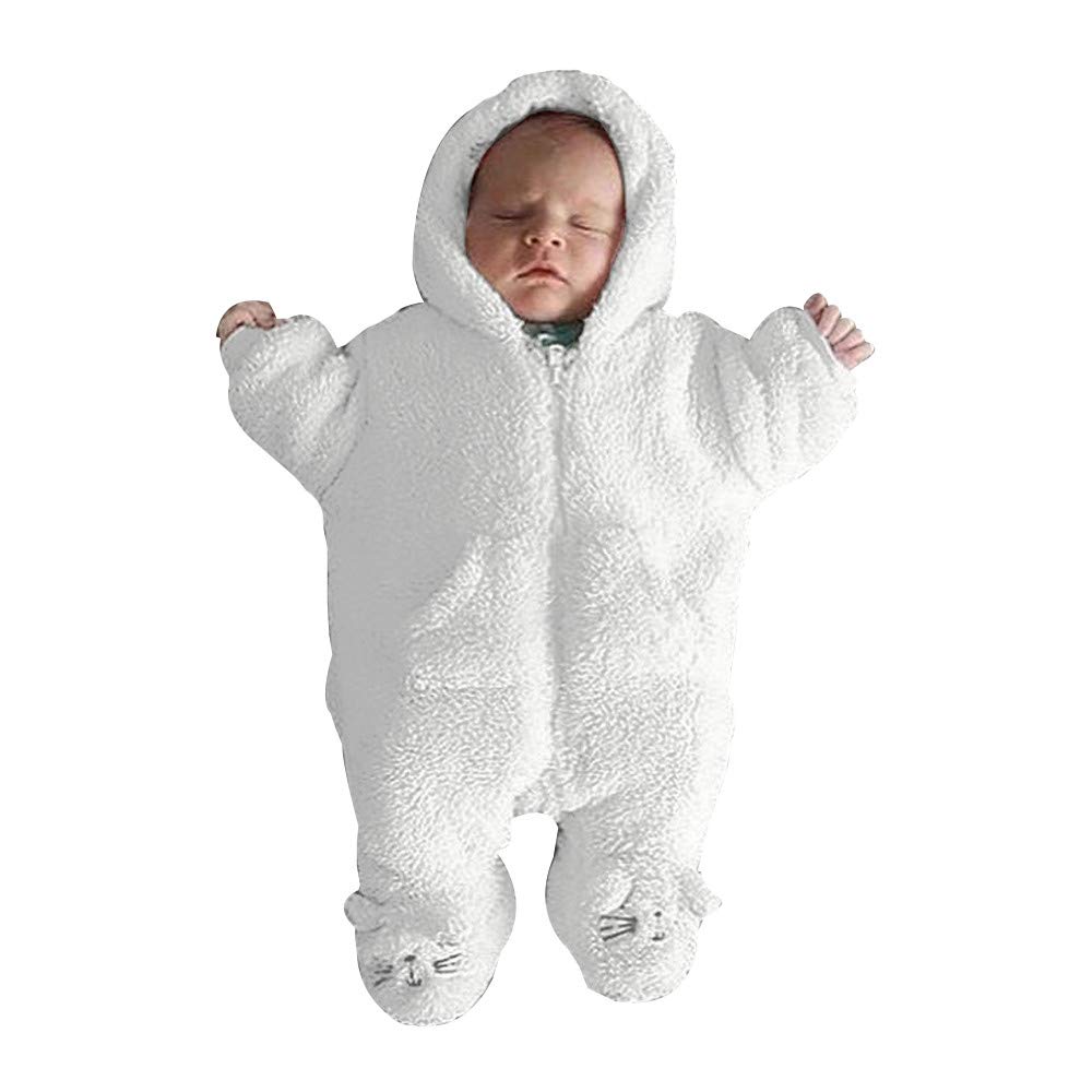 Adorable Newborn Baby Hooded Romper Jumpsuit - Soft Flannel Cartoon Print Unisex Outfit for Boys & Girls 0-12 Months - Perfect for Playtime, Photo Shoots & Cozy Winter Wear