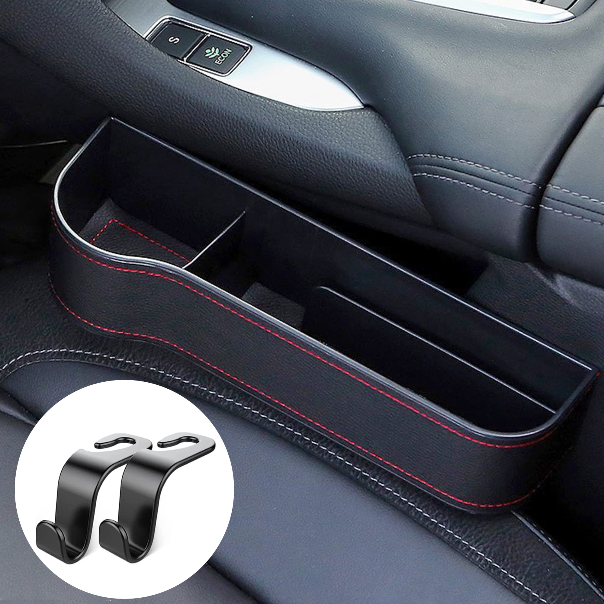 Premium Leather Car Seat Gap Filler Organizer - Multifunctional Storage Solution for Drivers Side | Car Accessories for Phones, Wallets & Keys | Perfect for Road Trips & Daily Commutes