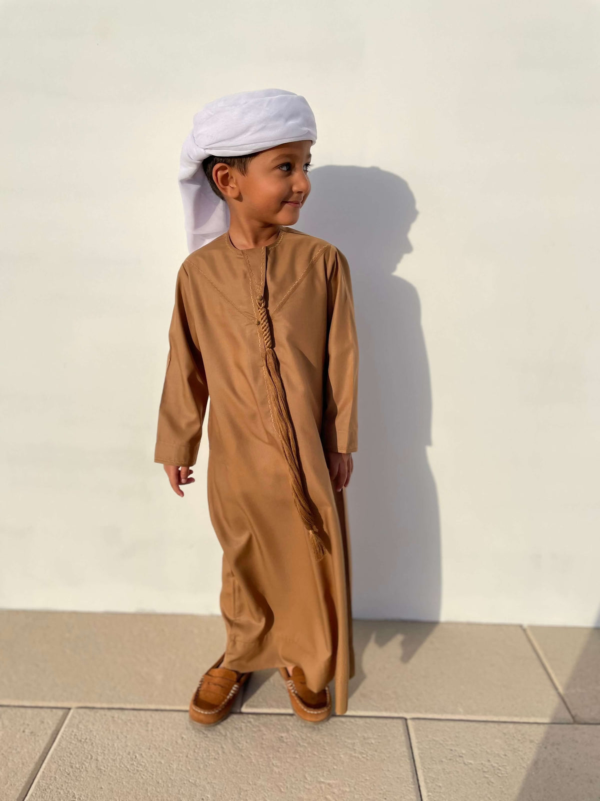 Emirati Mustard Baby Jubba - Traditional Arabic Dress for Infants - Perfect for Eid, Weddings & Special Occasions