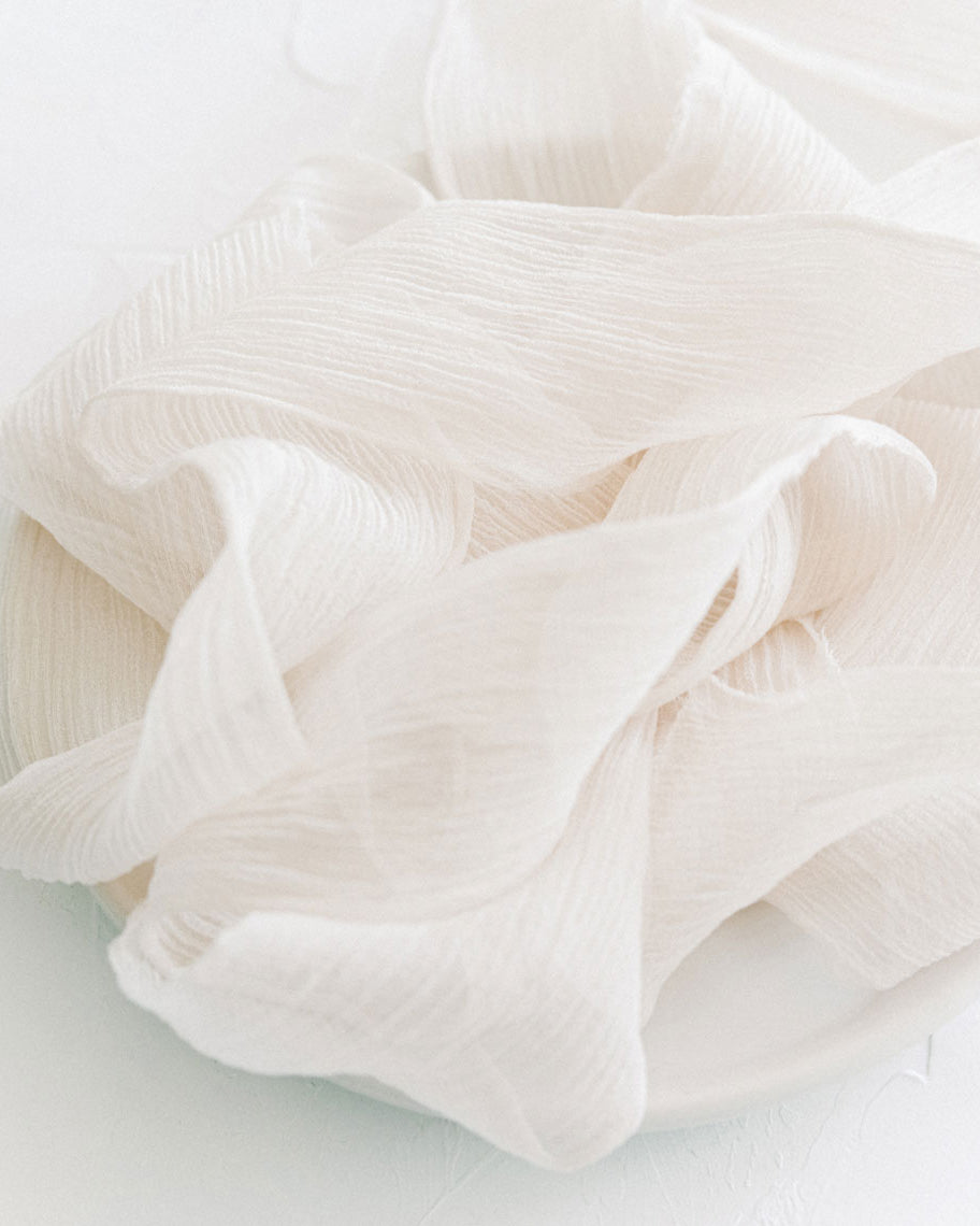 Silk and Bramble Champagne Crinkle Bridal Silk Ribbon - Perfect for Wedding Bouquets, Gift Wrapping & DIY Crafts