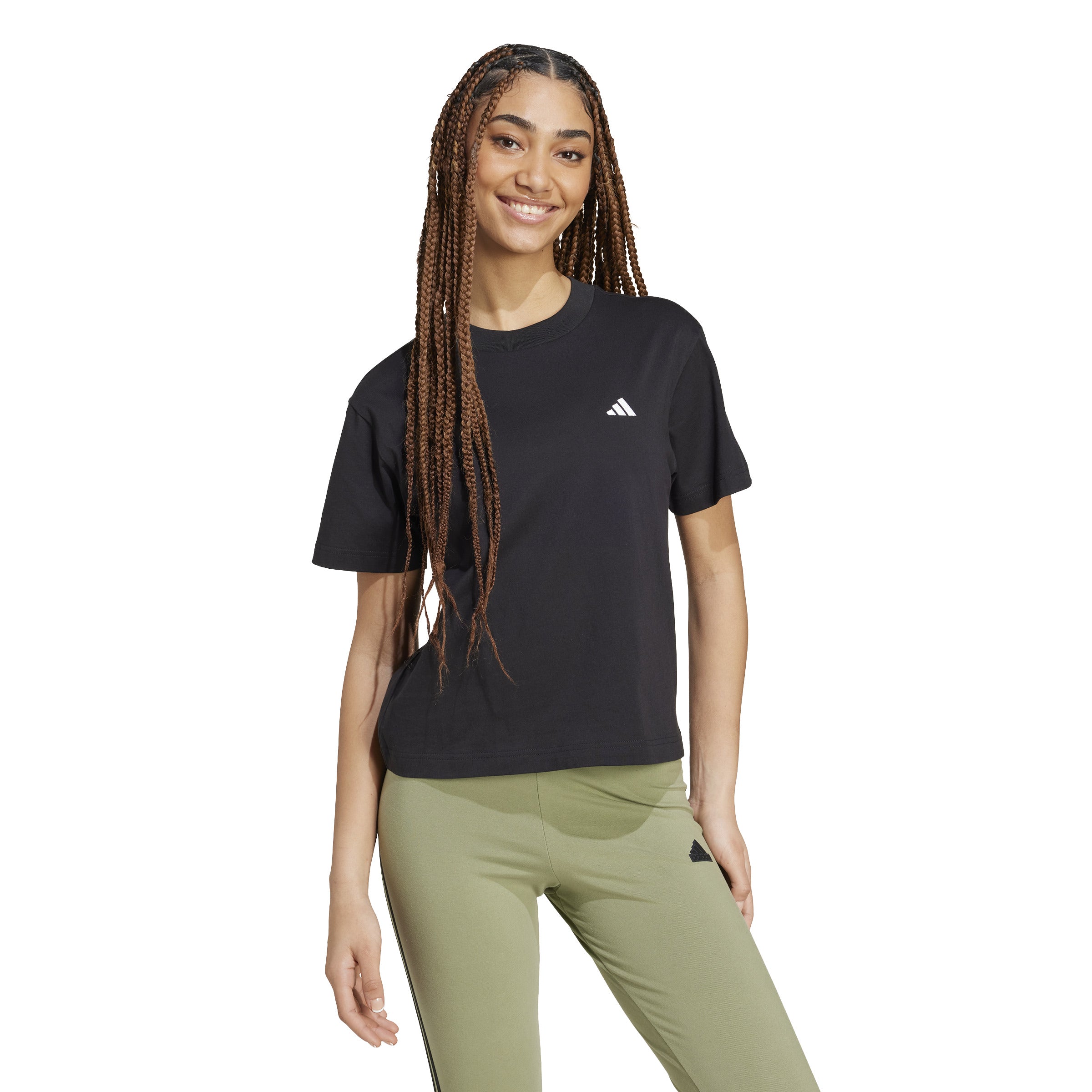 Adidas Women's Essentials Small Logo T-Shirt - Comfortable Casual Tee for Workout, Gym, Running & Everyday Wear