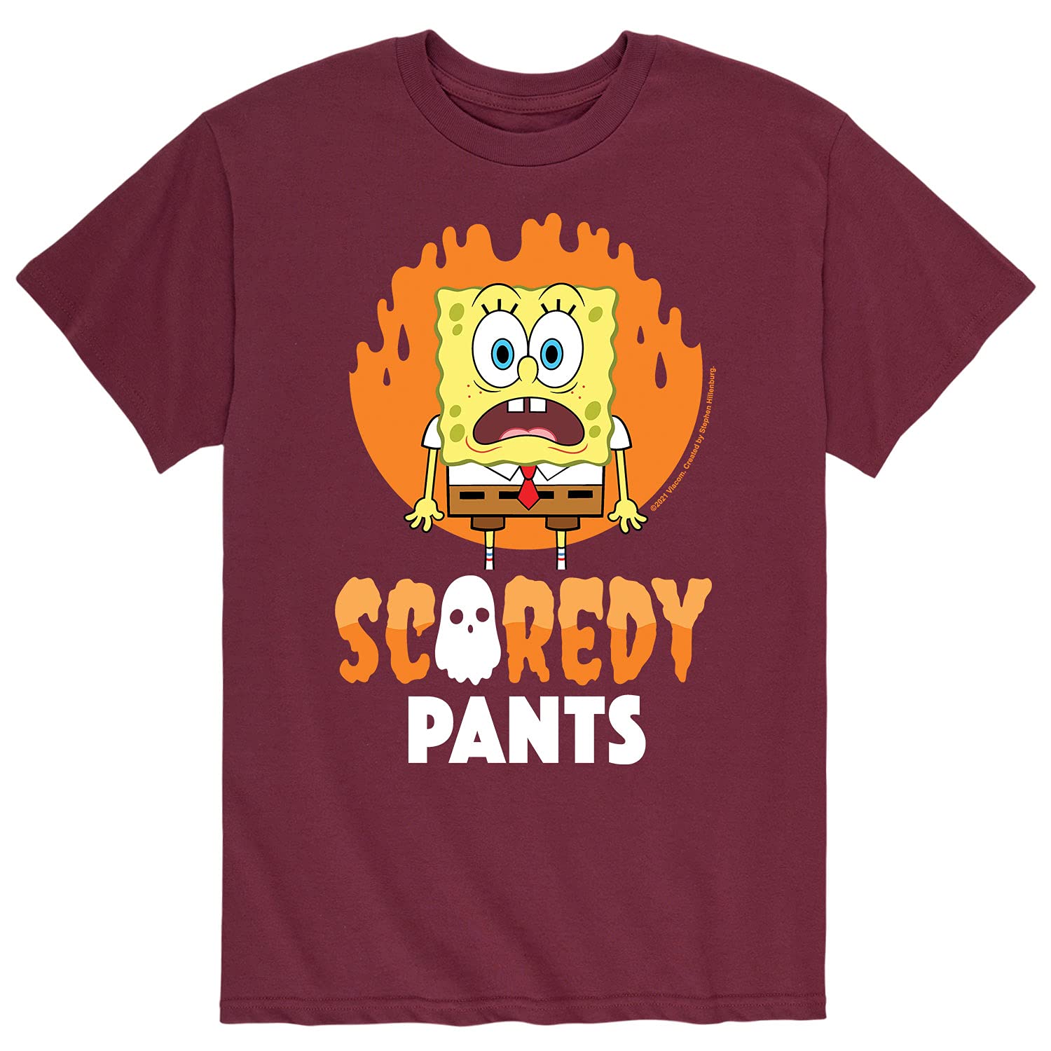 Spongebob Squarepants Scaredy Pants Men's Graphic T-Shirt | Funny Cartoon Short Sleeve Tee for Casual Wear & Gifts