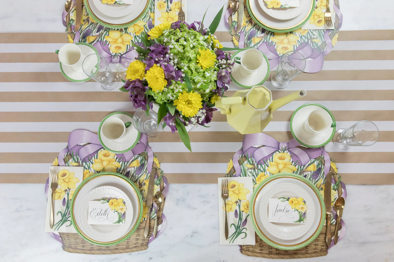 Hester & Cook Kraft White Classic Stripe Table Runner - Elegant Dining Decor for Weddings, Holidays & Everyday Use