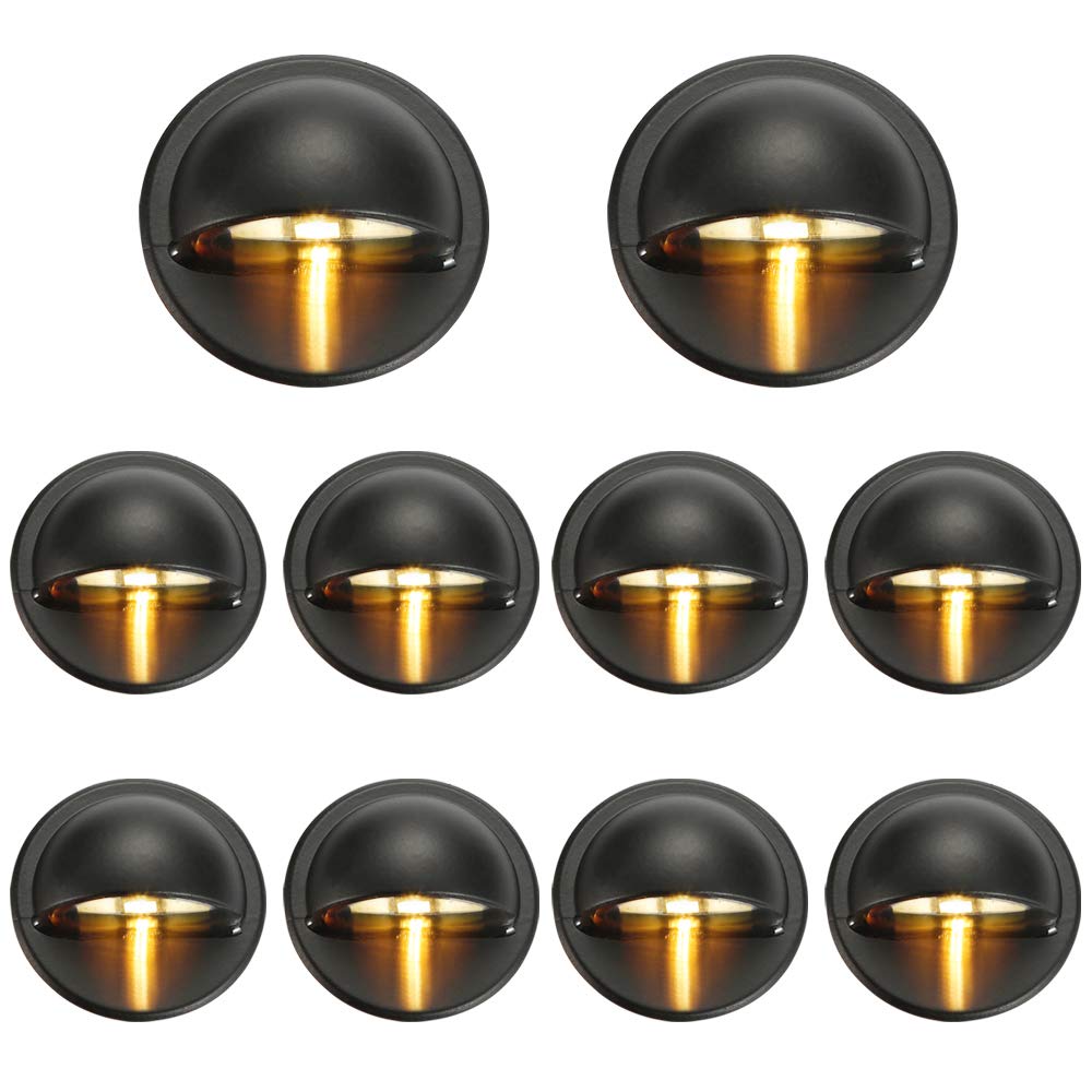 FVTLED 6-Pack Warm White LED Deck Lights Kit - Φ1.38 Inch Outdoor Garden & Yard Lighting, Recessed Pathway Step Lights for Patio, Stairs, Walkway (Black)