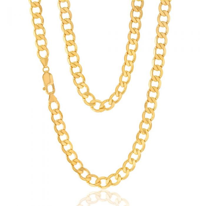 9ct Yellow Gold 55cm Curb Chain Necklace for Men & Women - Elegant Layering Piece for Everyday Wear & Special Occasions