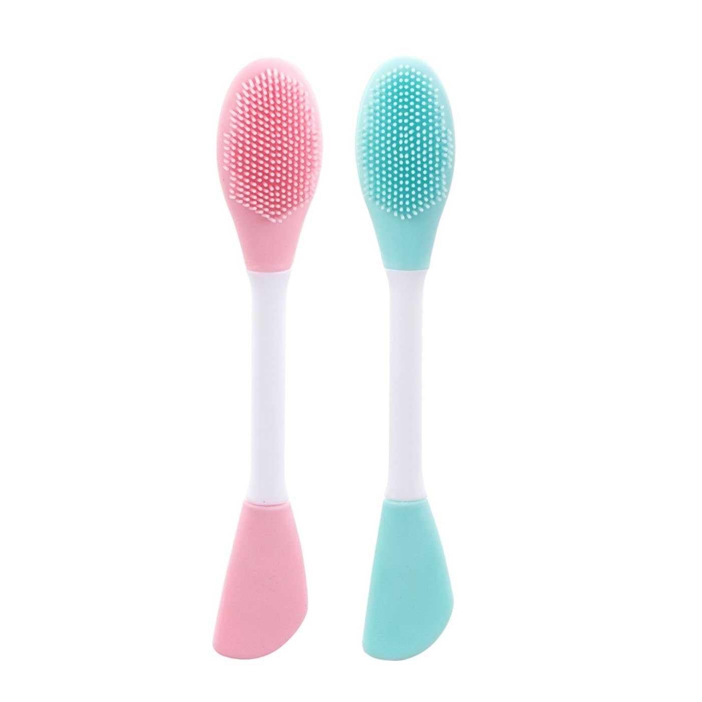 MobFest® Double-Ended Silicone Face Mask Brush - Makeup Removal & Exfoliating Scrubber for Lips & Face - Soft Facial Mask & Body Lotion Applicator (6.5 Inch, 2 Pack) - Perfect for Spa Days & Skincare Routine