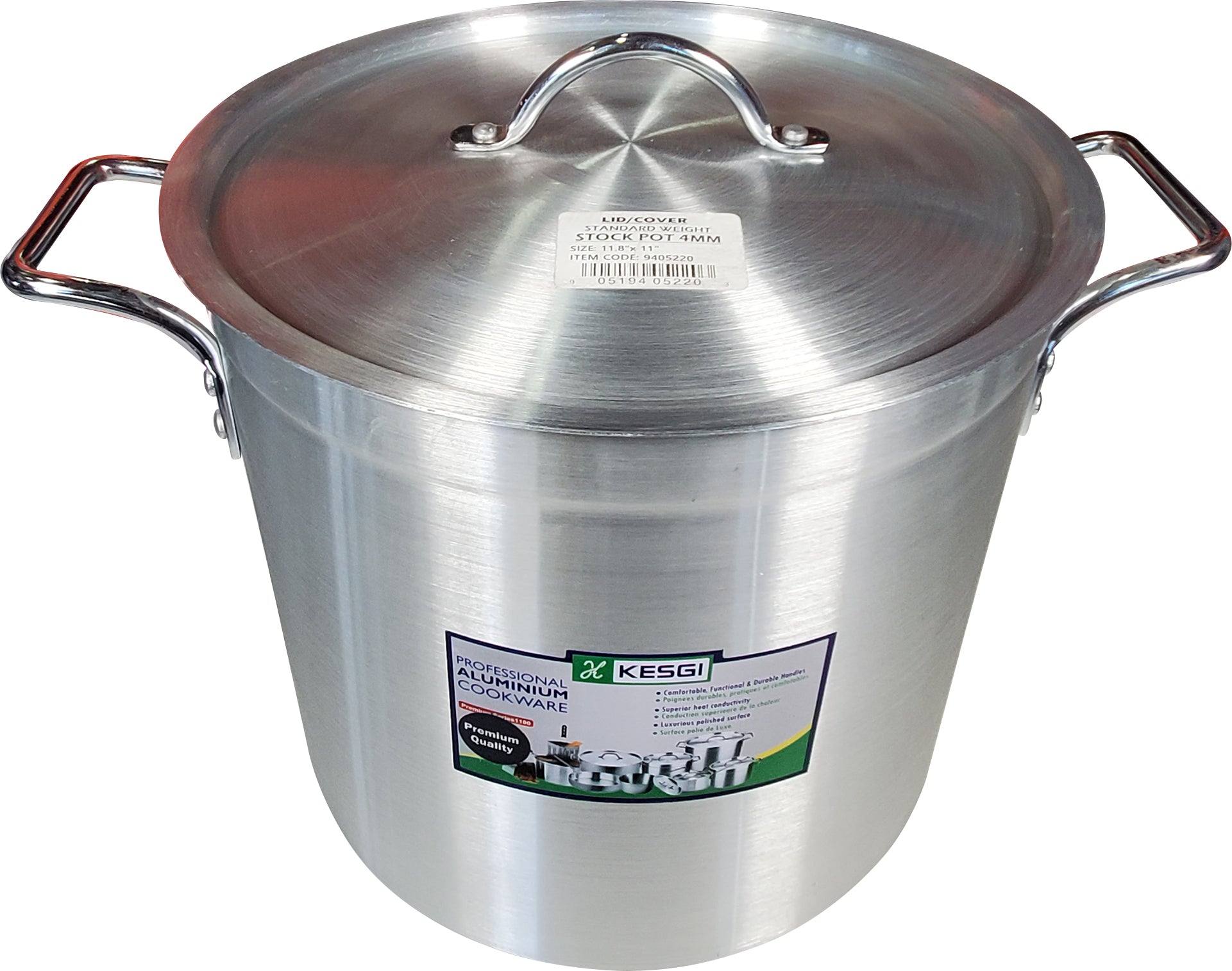 20L Heavy Duty Stainless Steel Stock Pot with Lid - 4mm Thick, 11.8x11 Inches - Perfect for Commercial Kitchens, Catering & Large Batch Cooking