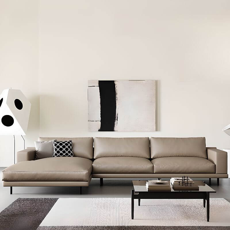 L-Shaped Sectional Sofa with Chaise Lounge in Auburn - Left-Facing Design for Living Room, Home Theater & Small Spaces