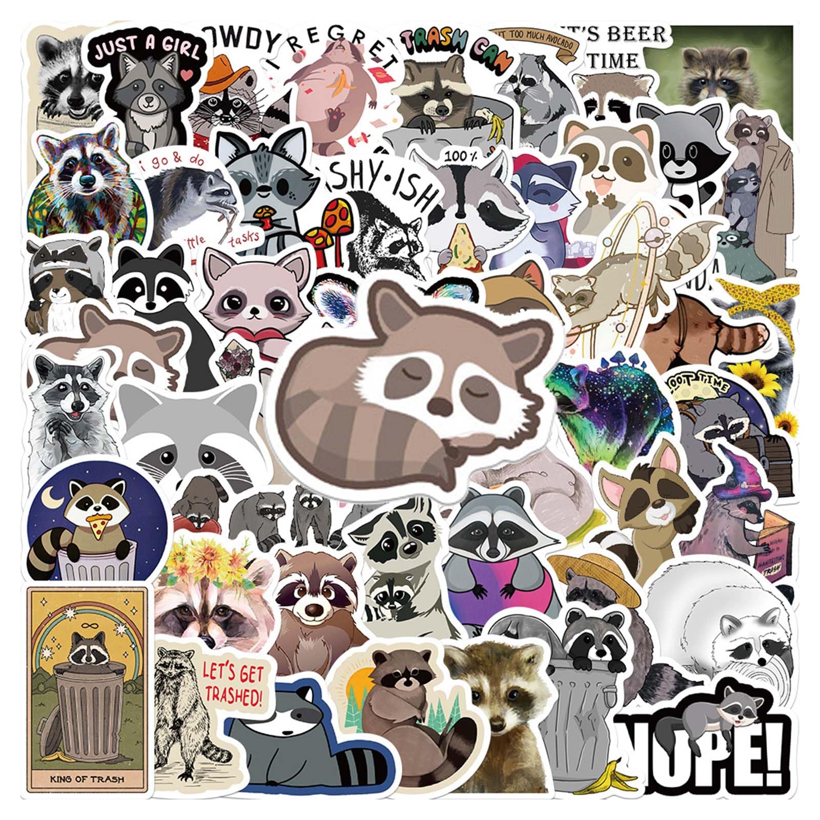100 PCS Cute Raccoon Stickers - Waterproof Vinyl Decals for Laptop, Water Bottle, Skateboard, Phone Case | Adorable Woodland Animal Stickers for Kids & Teens | Perfect for School, DIY Crafts & Room Decor
