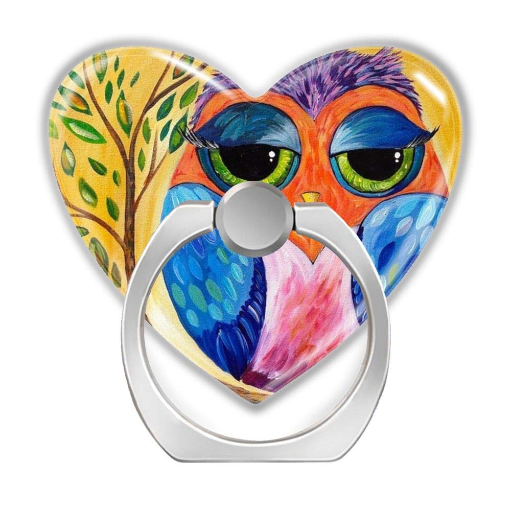 2 Pack 360° Rotating Phone Ring Holder - Self-Adhesive Heart Shaped Stand for Smartphones & Tablets | Universal Phone Grip with Colorful Owl Design | Perfect for Desk, Car, Travel & Hands-Free Viewing