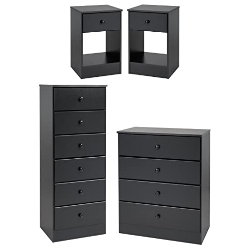 Home Square 4-Piece Bedroom Furniture Set - 2 Nightstands, Lingerie Chest & 4-Drawer Dresser for Master Bedroom Organization | Perfect for Home Decor & Storage Solutions