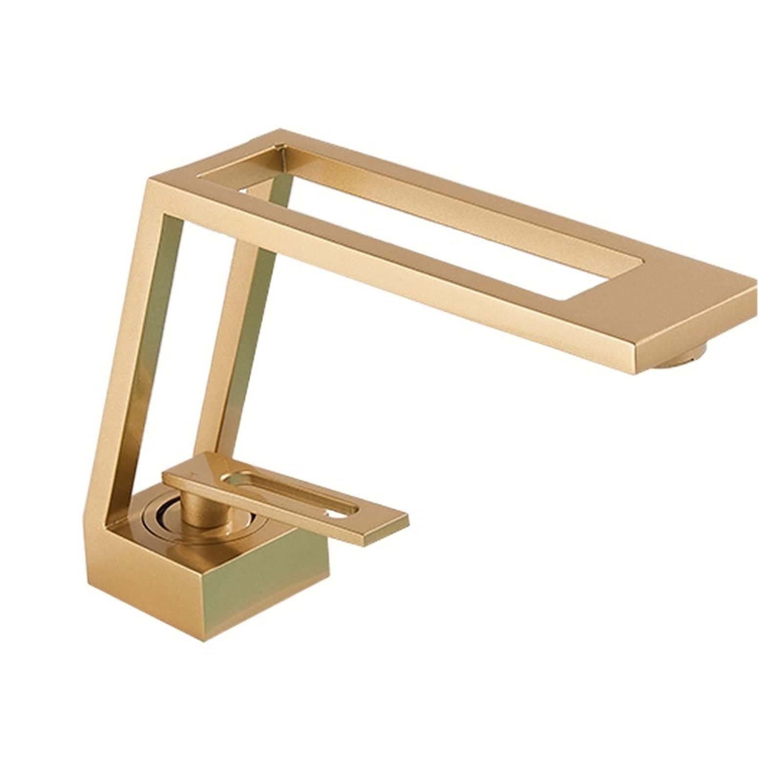 COKUERA Black Basin Faucet - Nordic Art Single Handle Deck Mount Bathroom Sink Faucet with Hot Cold Water Mixer Tap, Hollow Design for Modern Kitchen & Bathroom (Brushed Gold) - Perfect for Home Renovation, Hotel Upgrade and Commercial Spaces