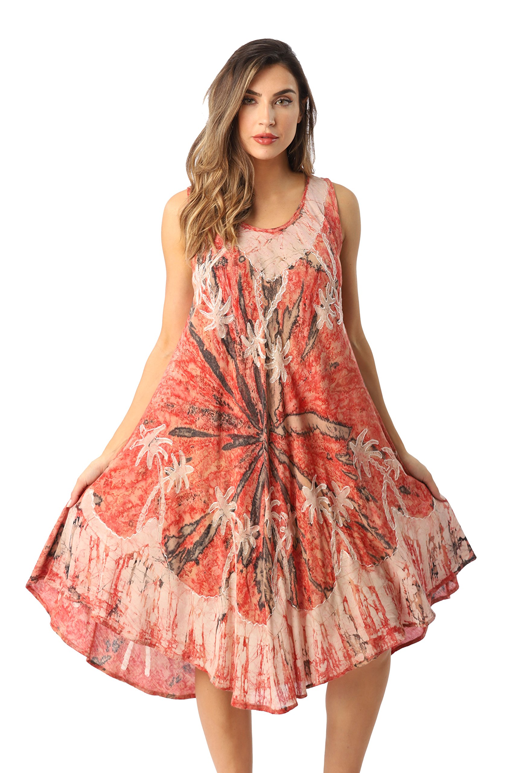 Riviera Sun Batik Marble Tie Dye Summer Dress - Women's Boho Beach Cover Up for Pool, Vacation & Tropical Getaways