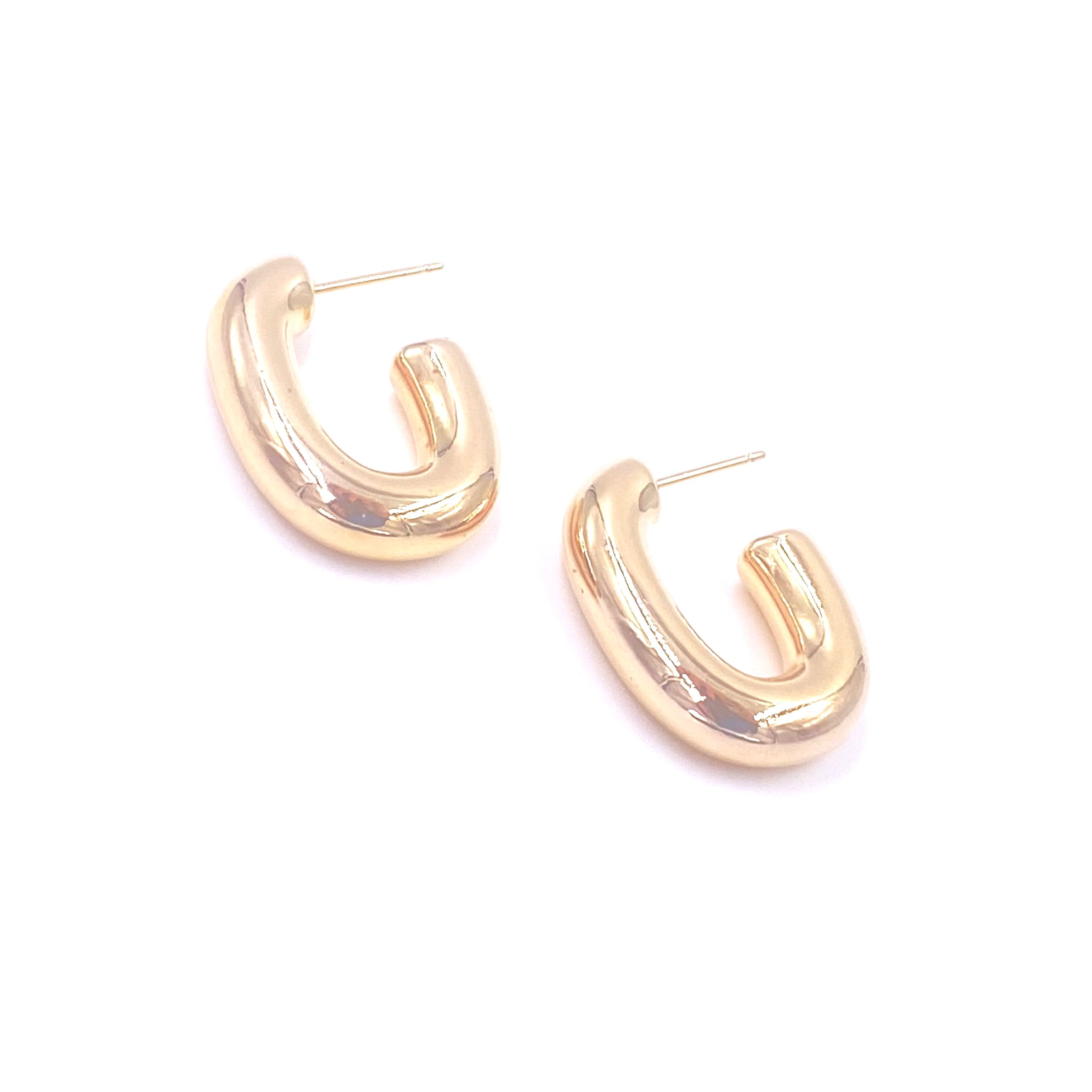 Ashley Gold Stainless Steel Gold Plated Puffy Rectangular Hoop Earrings for Women - Trendy Fashion Jewelry Gift for Party, Wedding & Everyday Wear