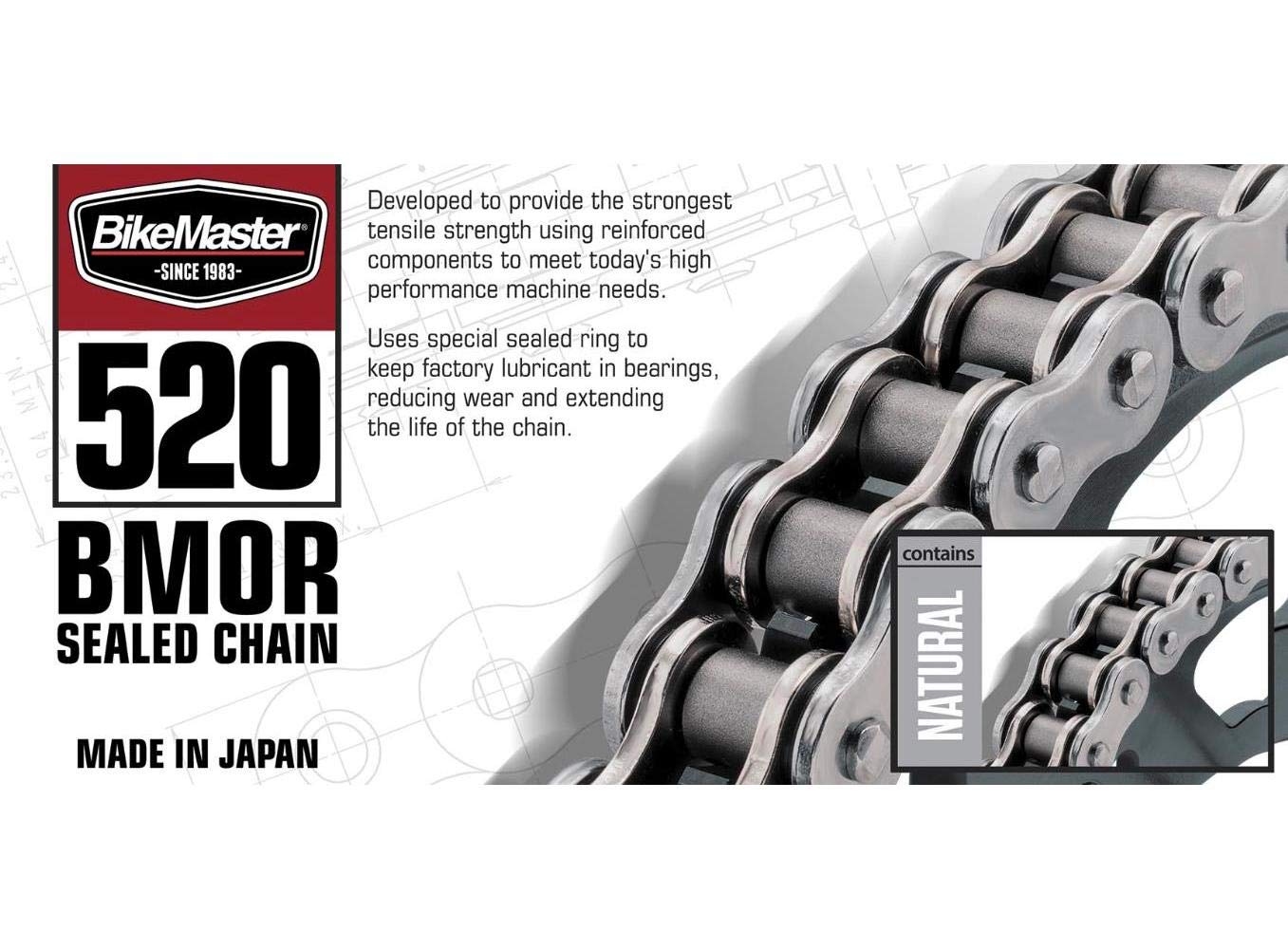 BikeMaster 520 BMOR Bulk Chain/Link - 25 ft Roll Heavy Duty Motorcycle Chain for Repair & Custom Builds - Ideal for Dirt Bikes, ATVs & Snowmobiles