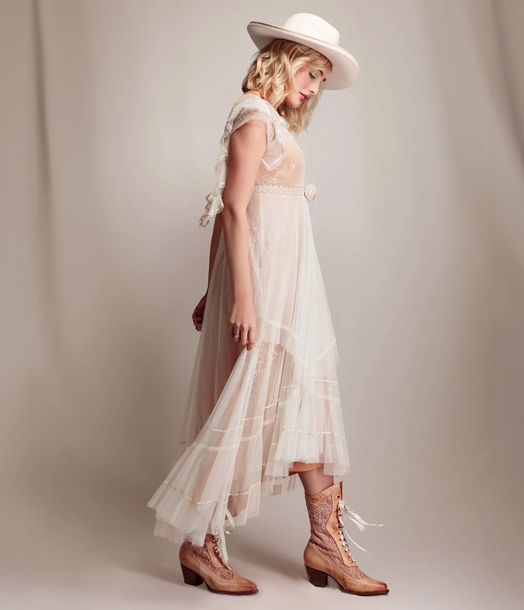 Nataya Ivory & Gold Desert Breeze Savannah Dress - Elegant Summer Maxi Dress for Beach Vacation, Wedding Guest & Special Occasions