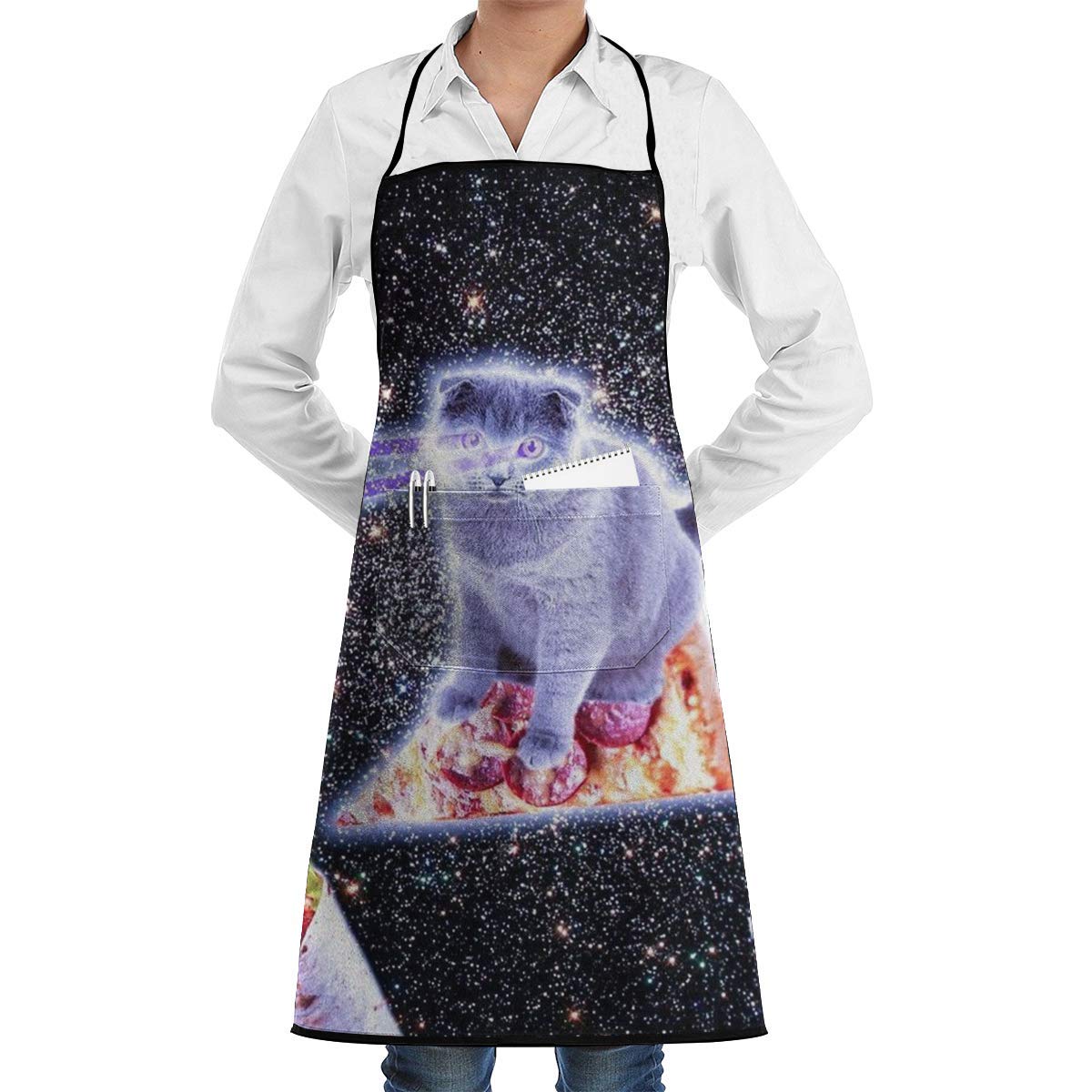 Star Cat Kitchen Apron with Pocket - Black Waiter & Server Apron for Cooking, Crafting & Restaurant Use - Stylish Unisex Apron for Men & Women - Perfect for Home Kitchen & Craft Projects