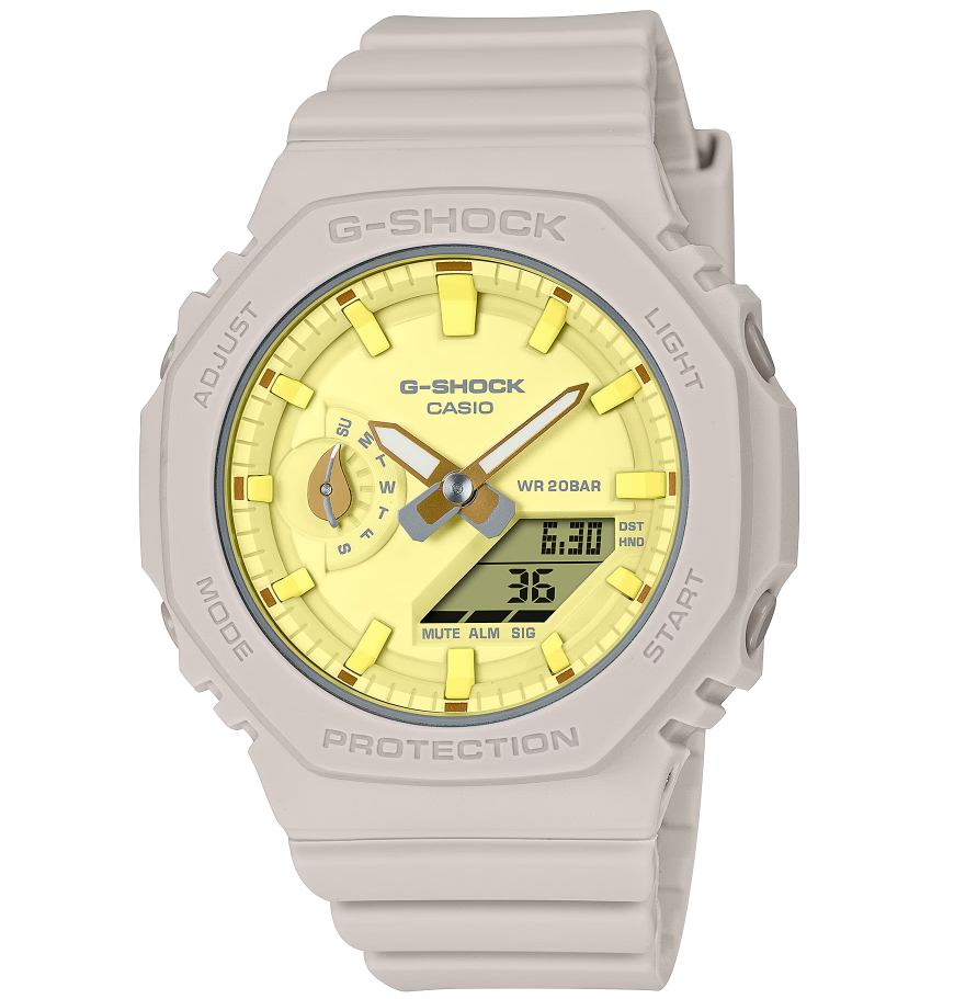 Casio G-Shock GMAS2100NC-4A Analog Digital Women's Watch with Yellow Dial - Sporty & Stylish for Outdoor Activities, Workouts, and Everyday Wear