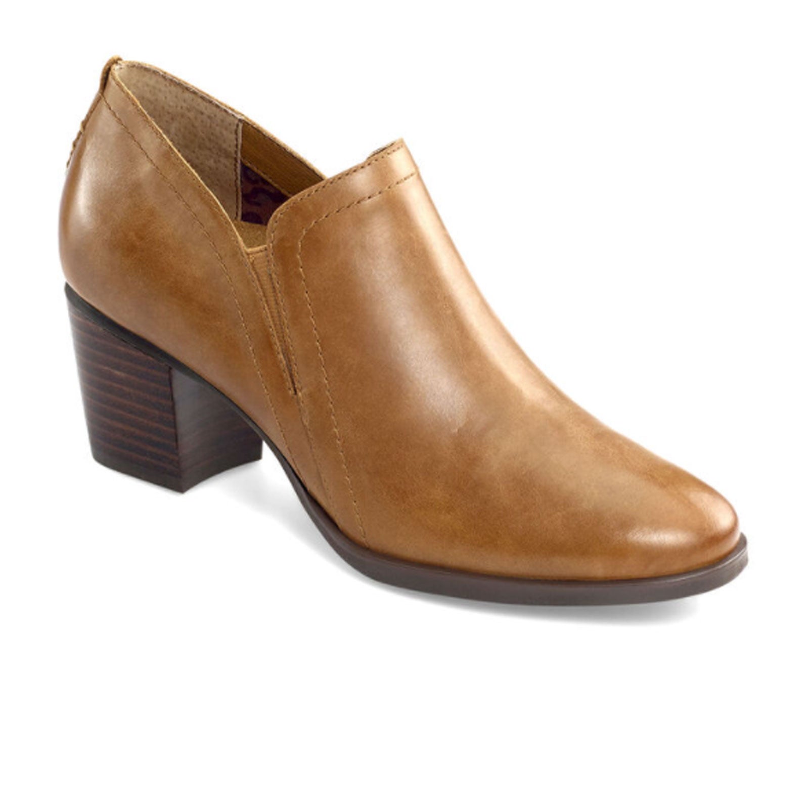 Aetrex Delaney Women's Bootie - Comfortable Leather Ankle Boots in Cognac for Walking, Work & Casual Outfits