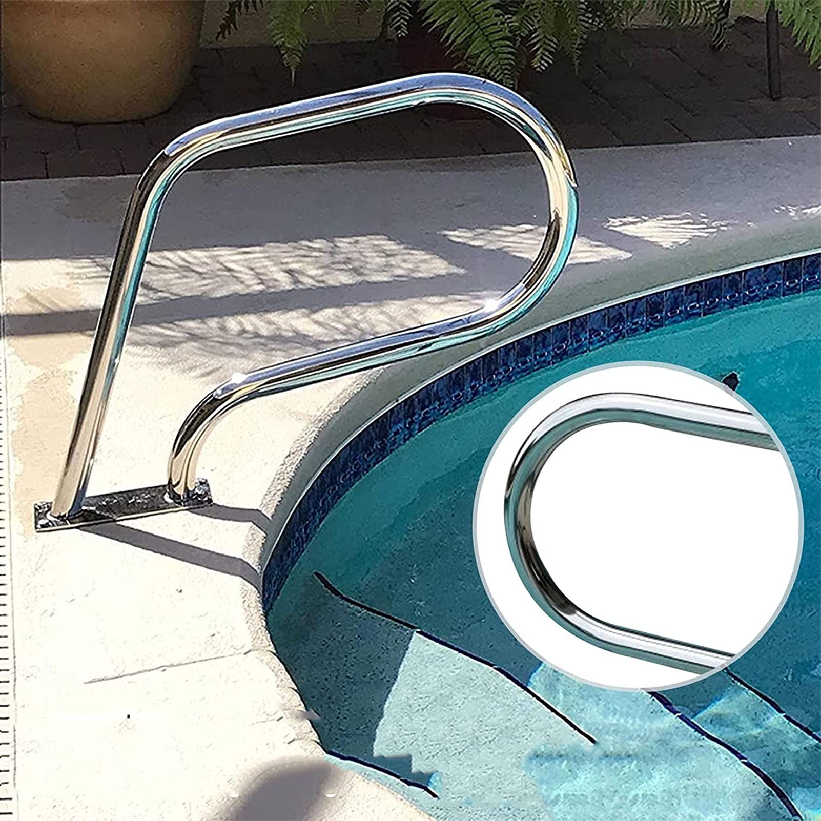 304 Stainless Steel Swimming Pool Handrail - 4ft Blue Rail Runner with Quick Mount Base for In-Ground Pools | Easy Installation | Safety Support for Pool Entry & Exit | Perfect for Elderly & Kids Swimming Safety