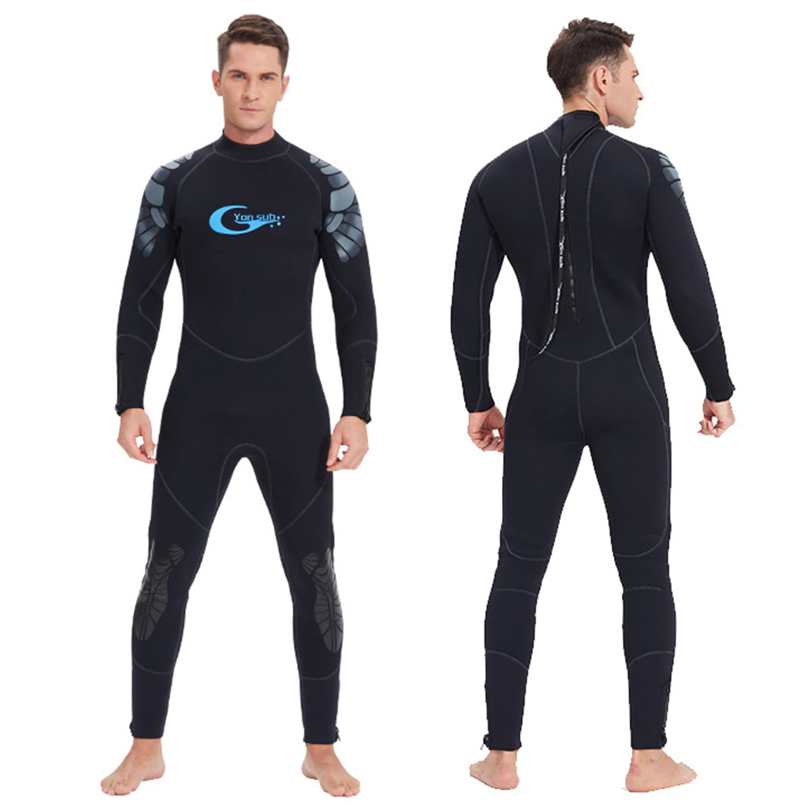 3mm Neoprene Wetsuit for Men - Full Body Diving Suit with Long Sleeves, Back Zip Design for Surfing, Swimming & Scuba Diving | UV Protection & Thermal Insulation | Perfect for Cold Water Sports & Water Activities