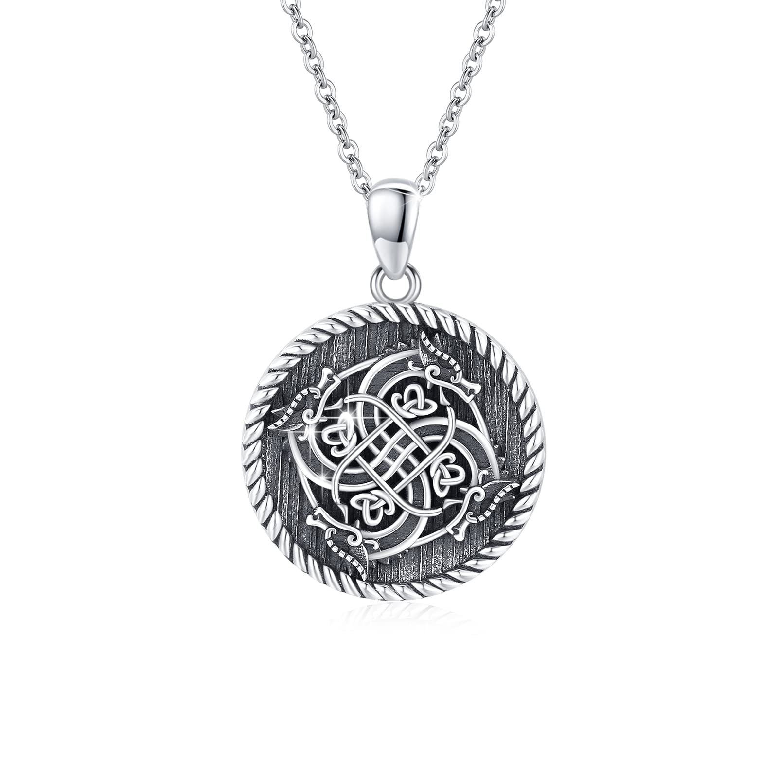 925 Sterling Silver Celtic Dragon Pendant Necklace for Women & Men - Vintage Dragon Jewelry Gift with Medallion - Perfect for Cosplay, Fantasy Lovers & Celtic Enthusiasts