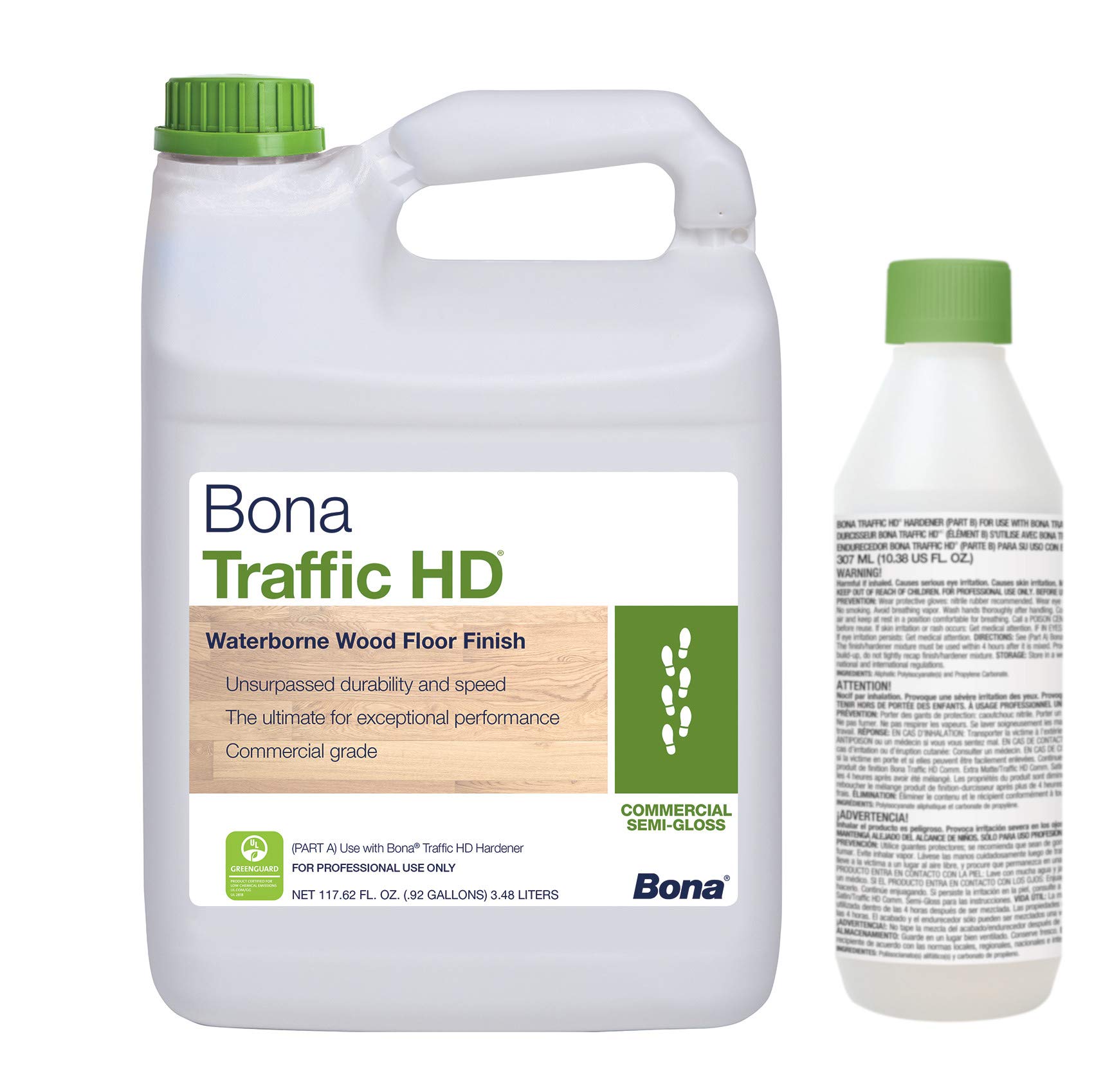 Bona Traffic HD Commercial Semi-Gloss Water-Based Floor Finish - Durable High-Traffic Hardwood Floor Protection for Schools, Gyms & Offices