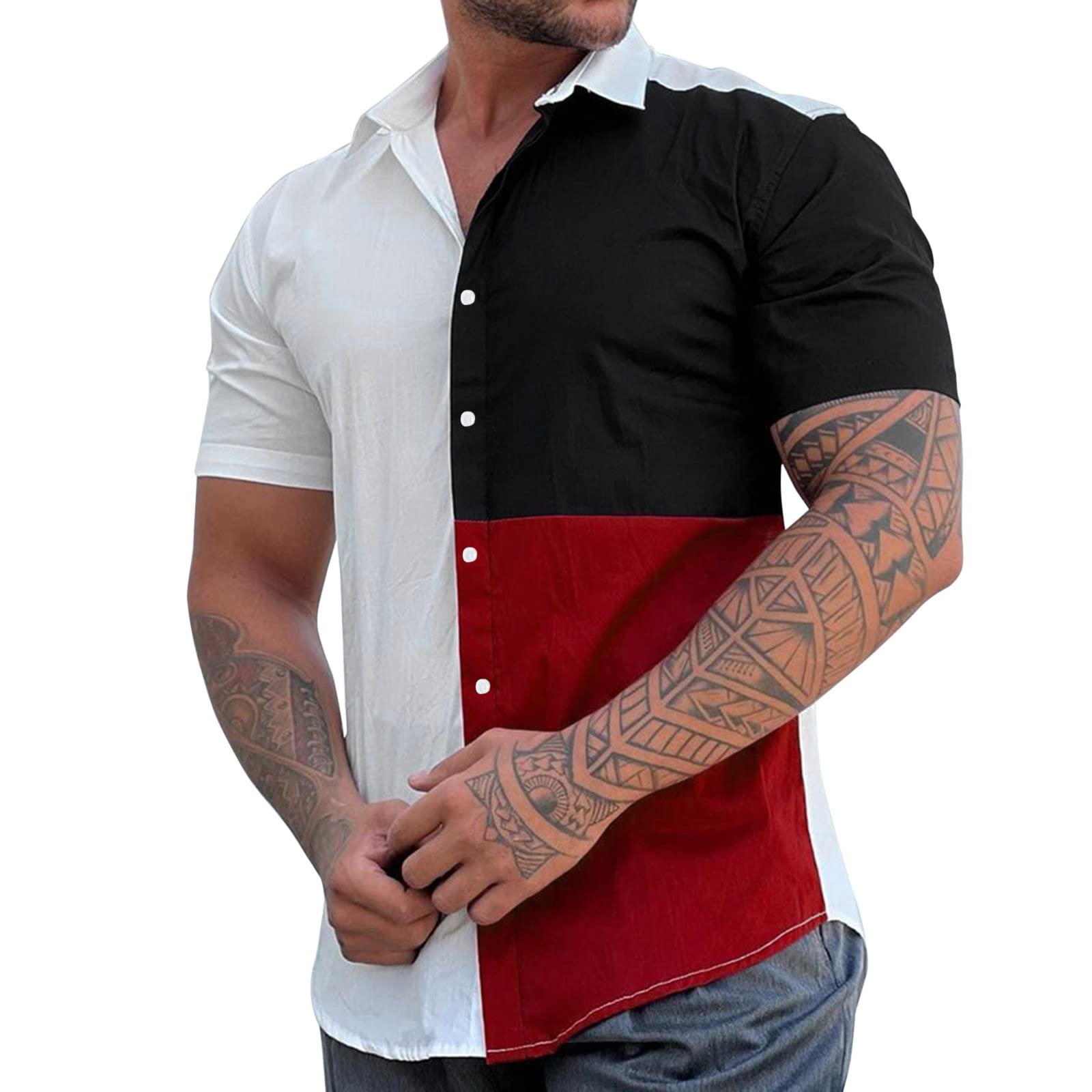YOUNGC Men's Long & Short Sleeve Casual Printed Shirts - Spring Summer Fashion Tops for Tall Men | Office Wear, Date Night & Weekend Outfits