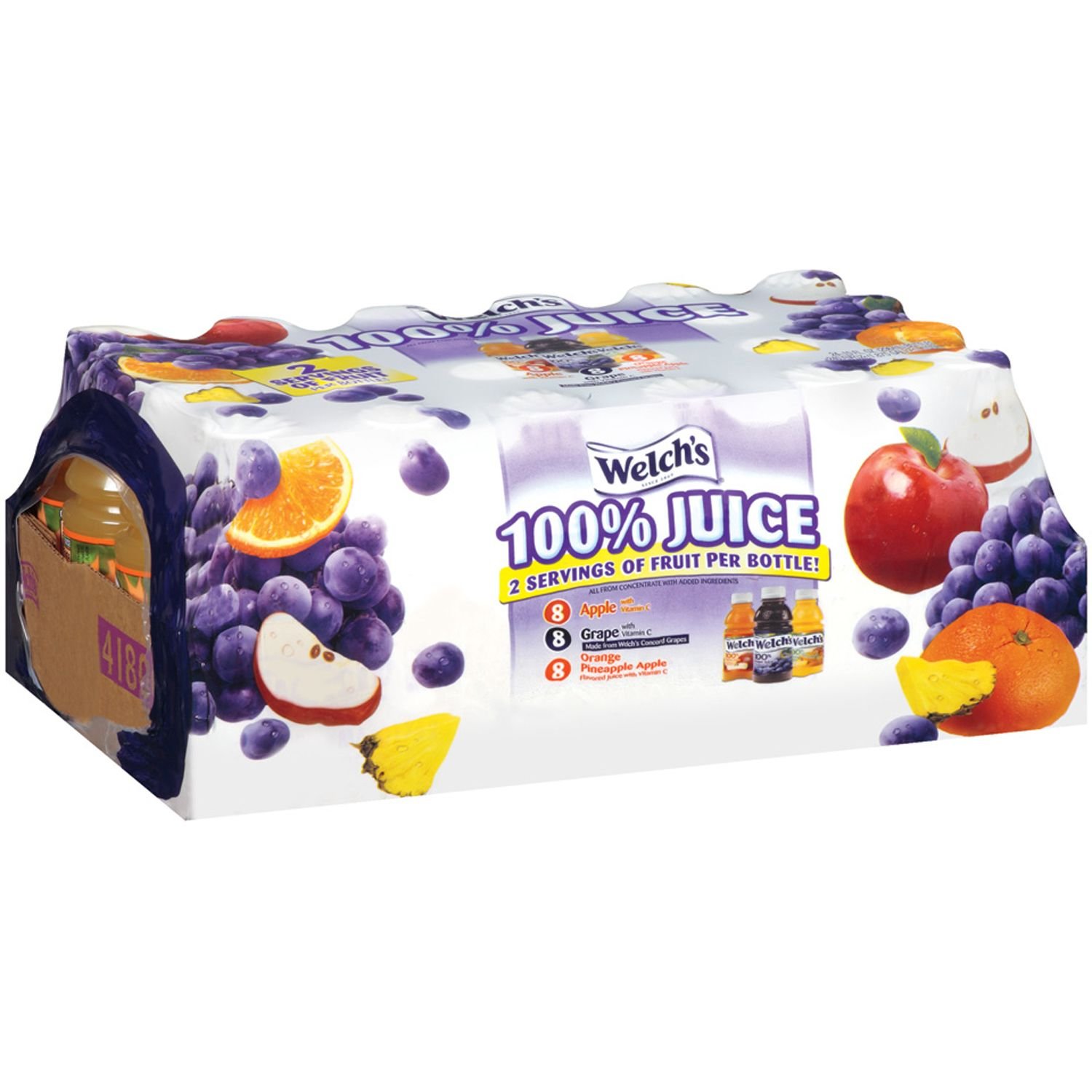 Welch's 100% Natural Fruit Juice Variety Pack - 24 Pack (4 x 6 Flavors) - 10 oz Bottles - No Added Sugar - Perfect for School Lunches, Picnics & Healthy Snacking