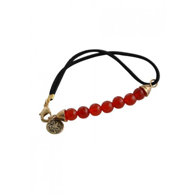 Barse Rockin' Leather and Stone Bracelet - Carnelian Beaded Bracelet for Women, Handmade Boho Jewelry Gift - Perfect for Music Festivals & Boho Chic Outfits