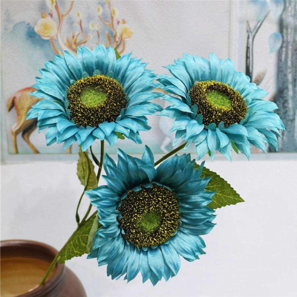 Blue Sunflower Artificial Flowers - 3 Heads 23.62