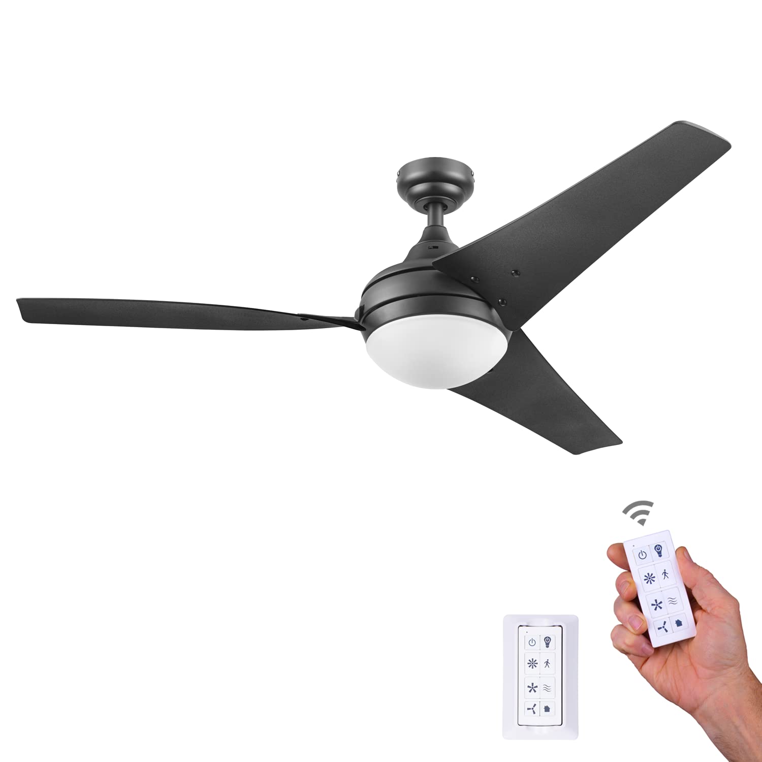 Honeywell Neyo 52 Inch Modern LED Ceiling Fan with Light & Remote Control - High Performance Reversible Motor, 3 Wood Blades for Bedroom, Living Room, Kitchen (Espresso) - Model 51800-01
