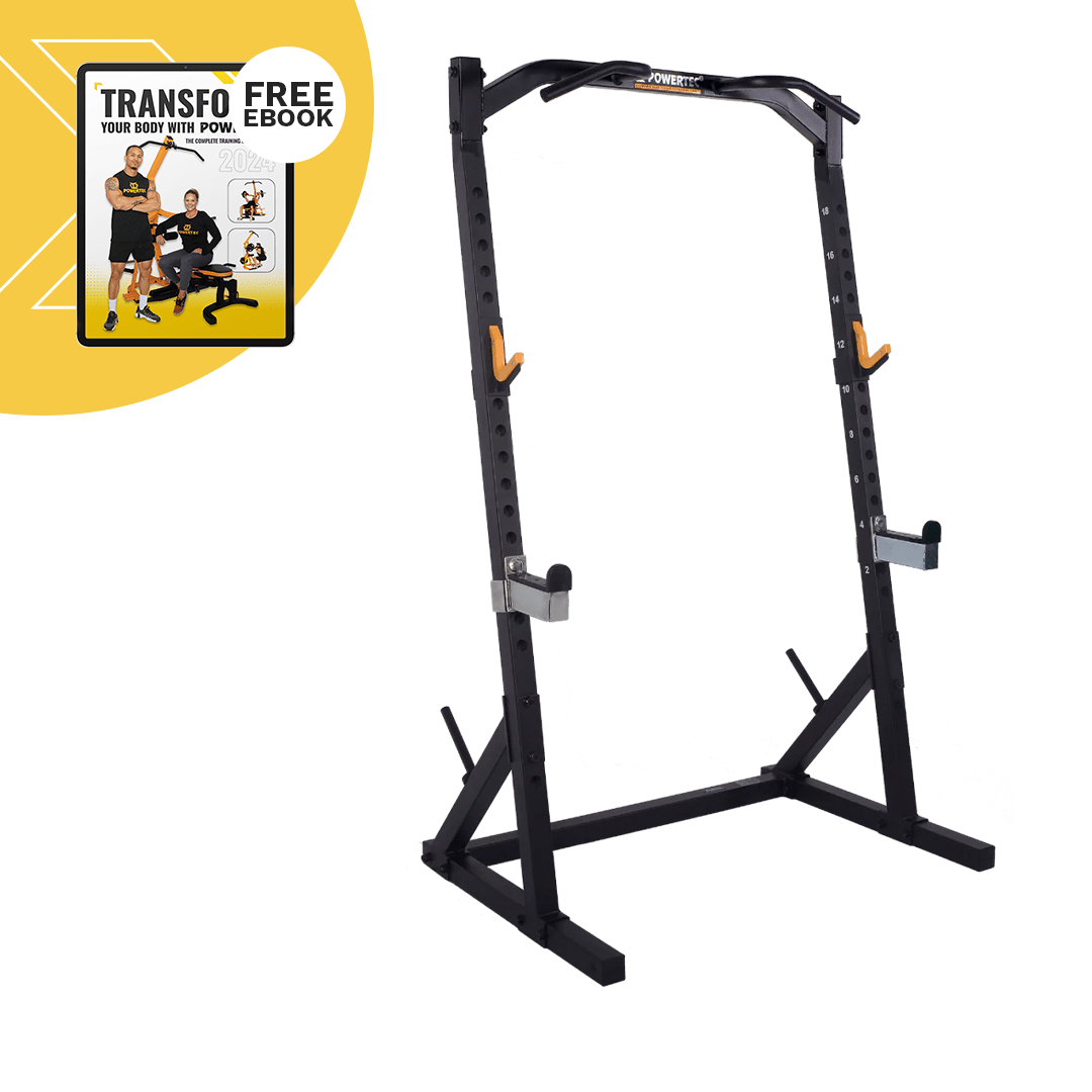 Powertec Half Rack - Heavy Duty Black Power Rack for Home Gym Strength Training | WB HR19 B | Perfect for Squats, Bench Press & Weightlifting Workouts